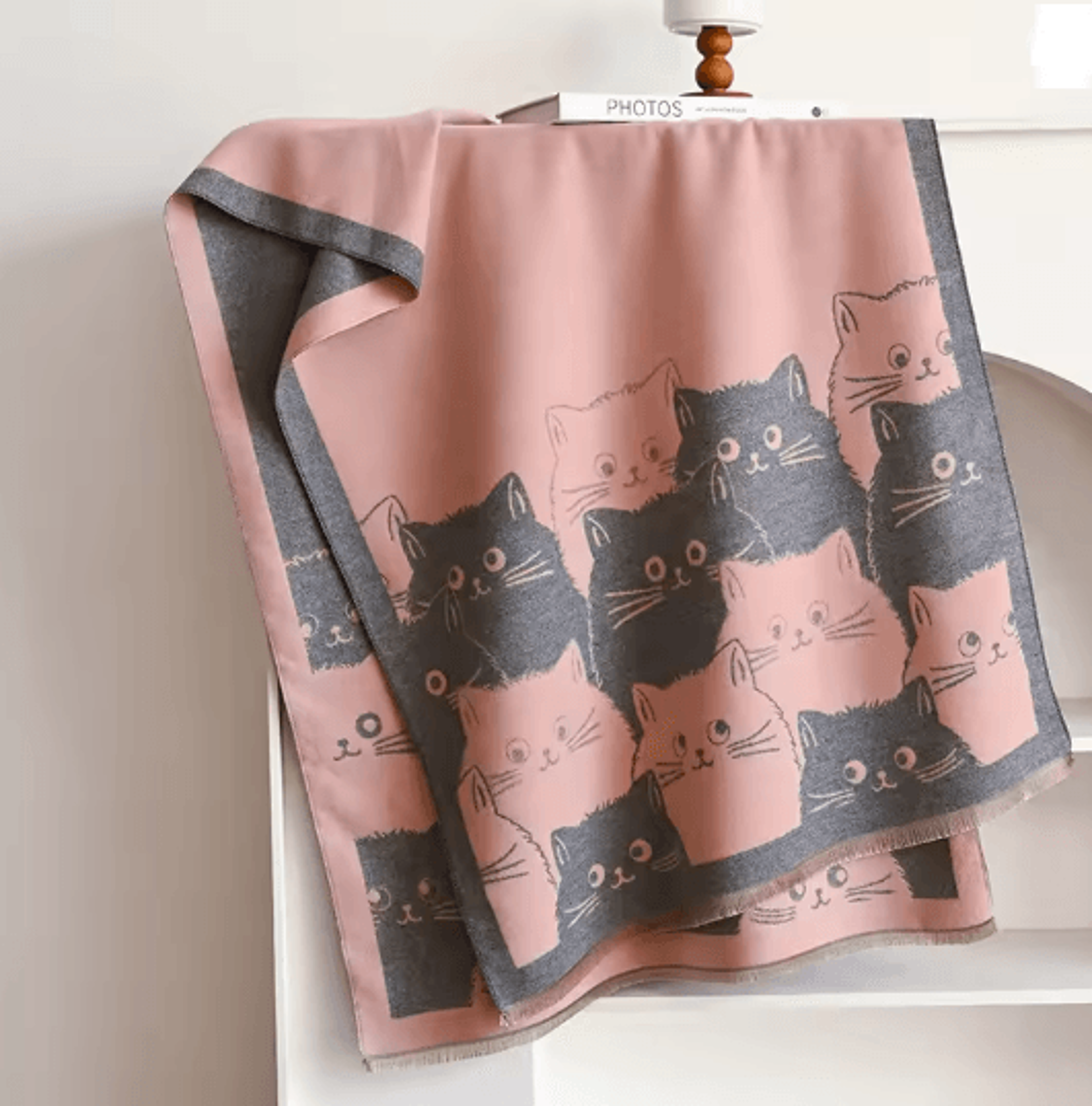 Cute Cat Jacquard Pashmina Cashmere Scarf For Women Winter Blanket Shawl 7