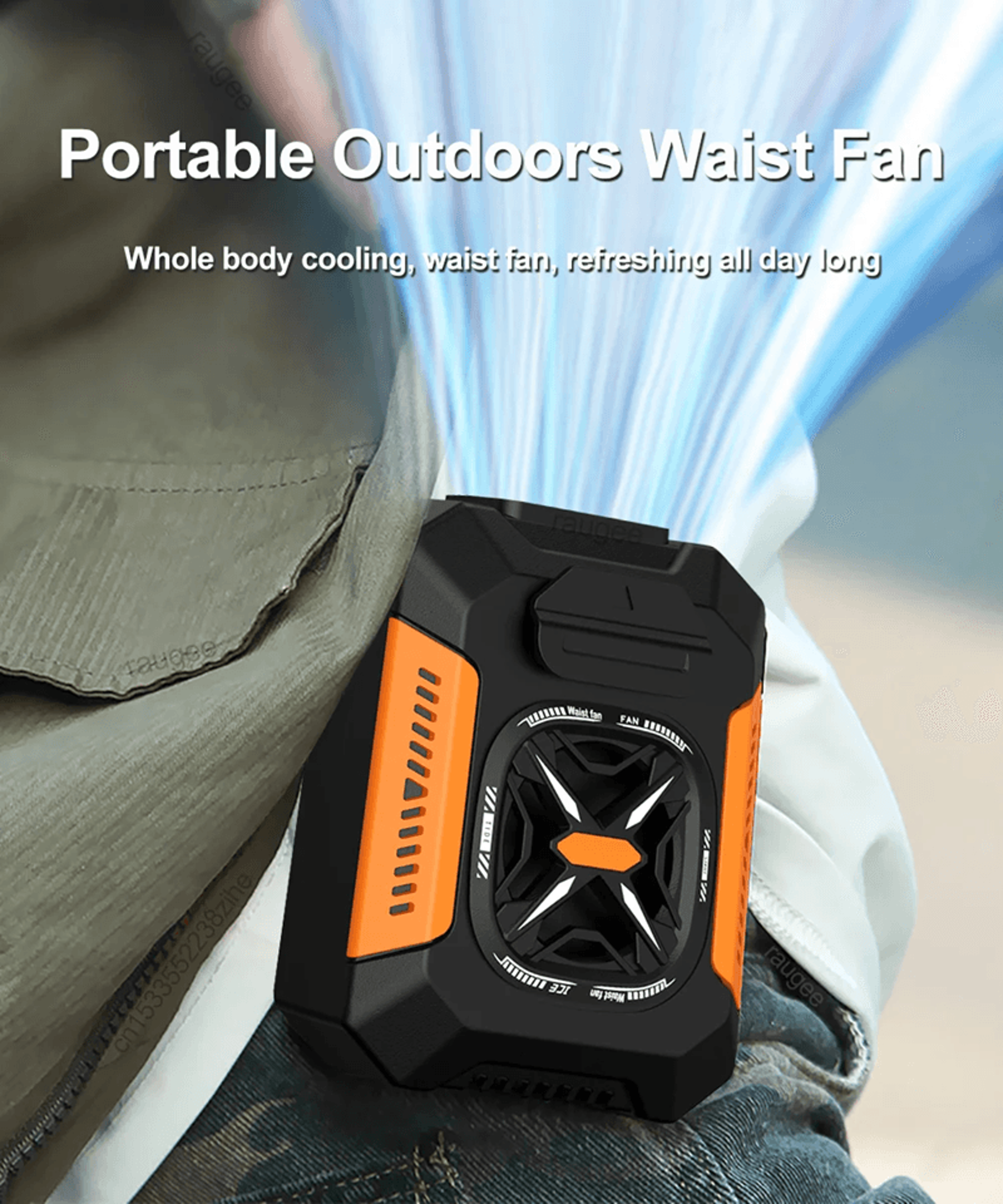 portable waist clip fan 5000mah rechargeable outdoor cooling fan