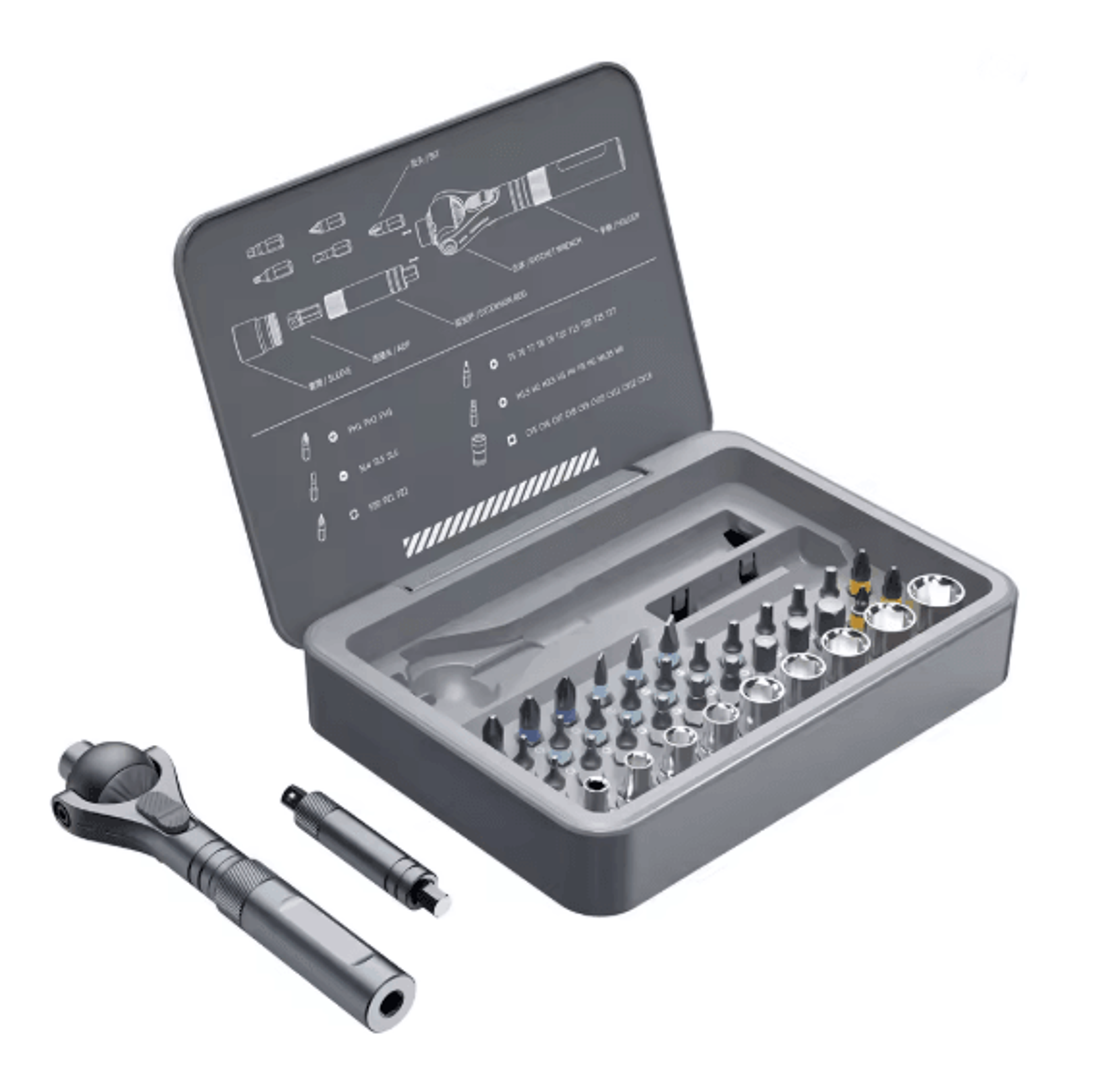 VMAN Precision Ratchet Screwdriver Set Magnetic Multi Bit Mini Repair Tool Kit 4