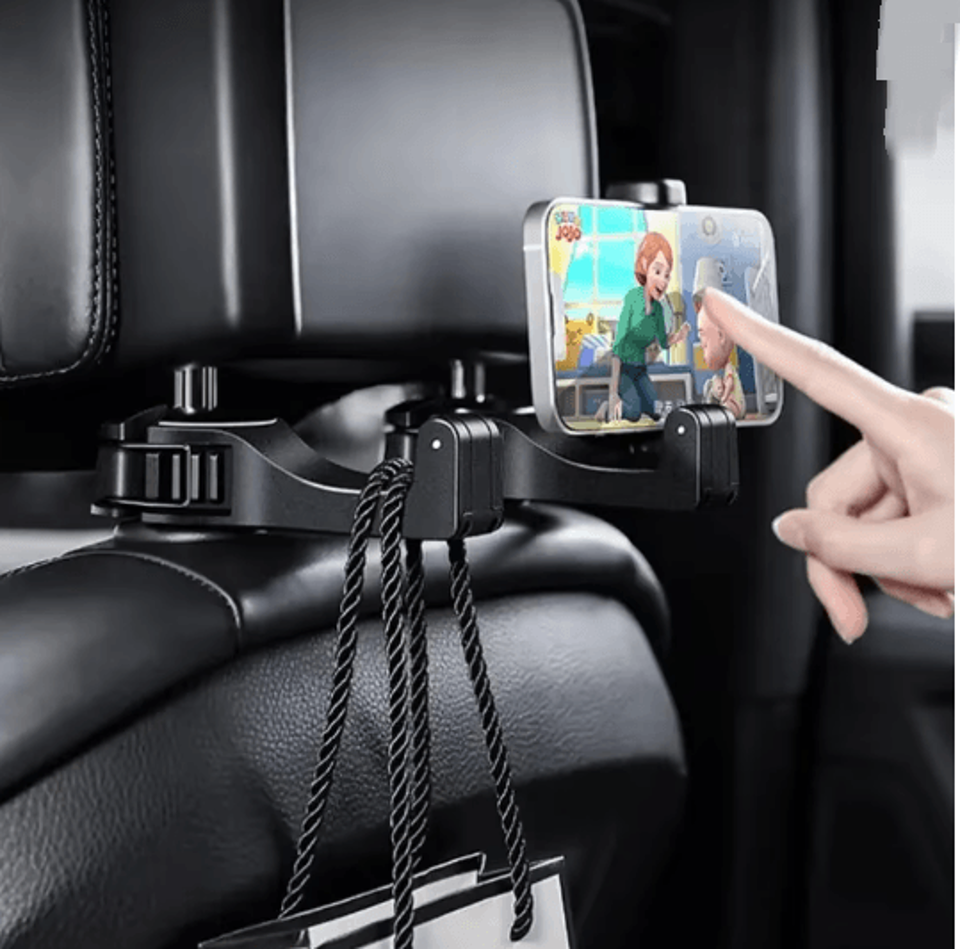 FlexHook Car Headrest Phone Holder And Seat Hook Organizer 0
