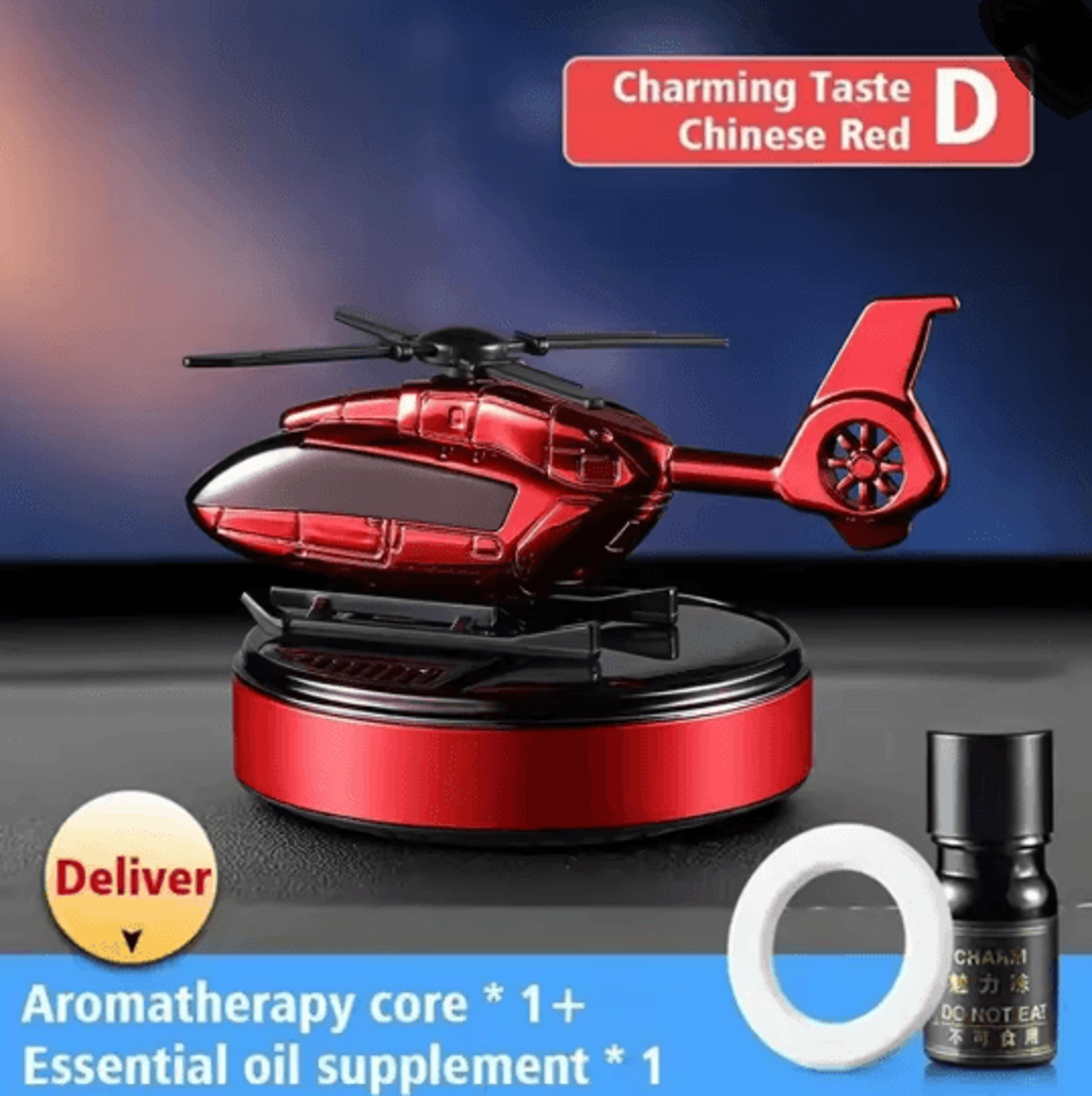 Solar Spin Helicopter Car Air Freshener Diffuser 5