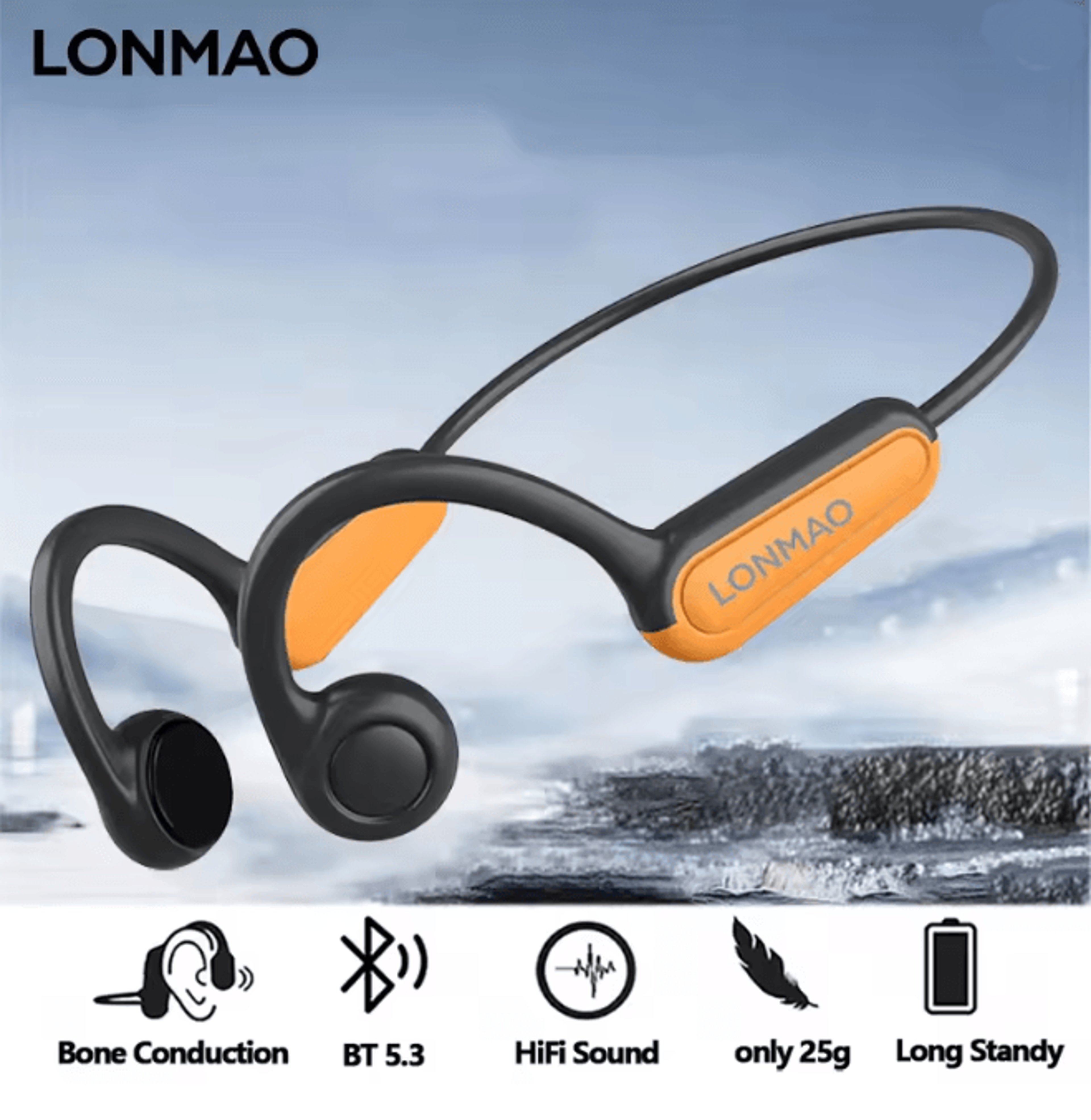 bluetooth 5.3 bone conduction sports headphones with ear hook