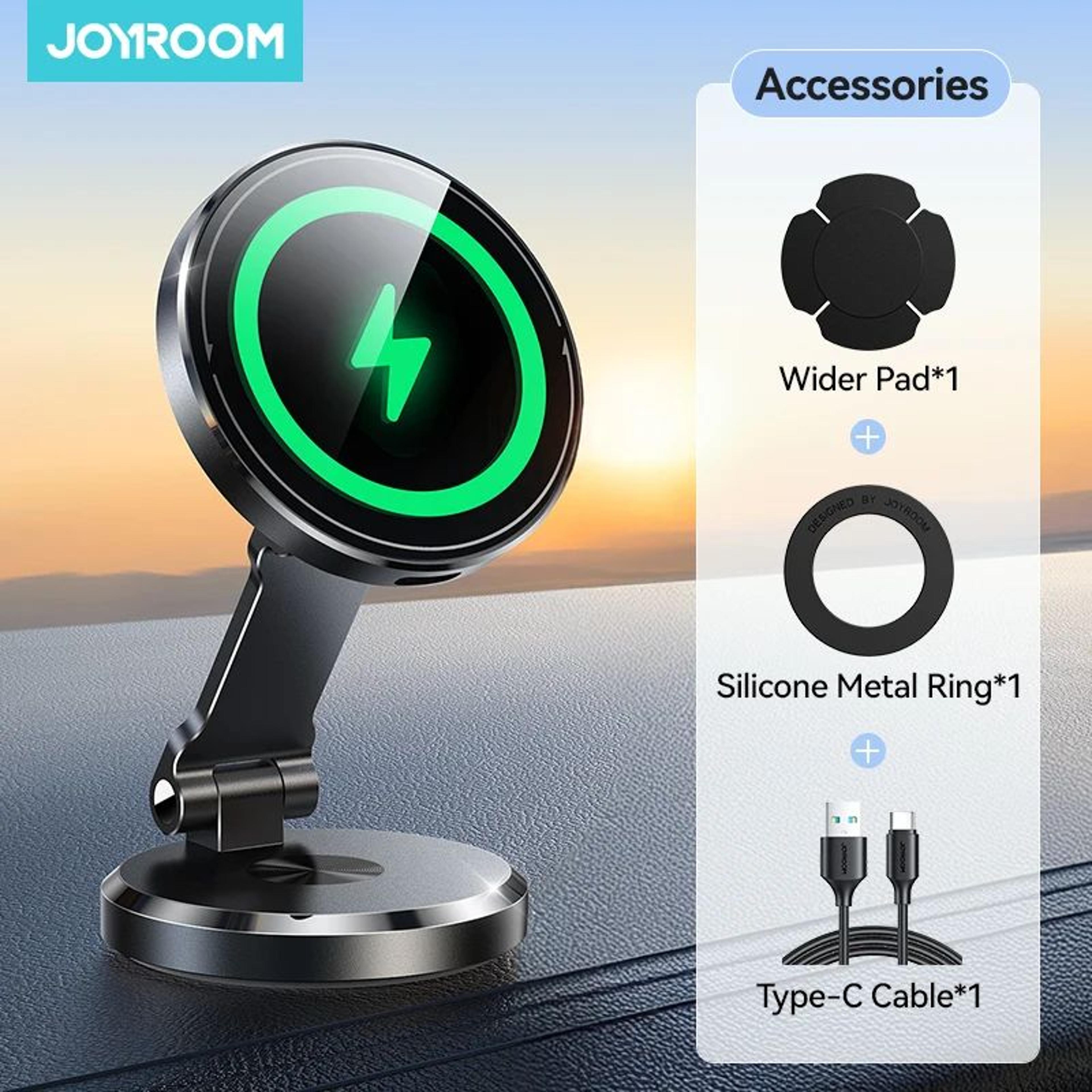 joyroom magnetic wireless car charger phone mount with 15w fast charging