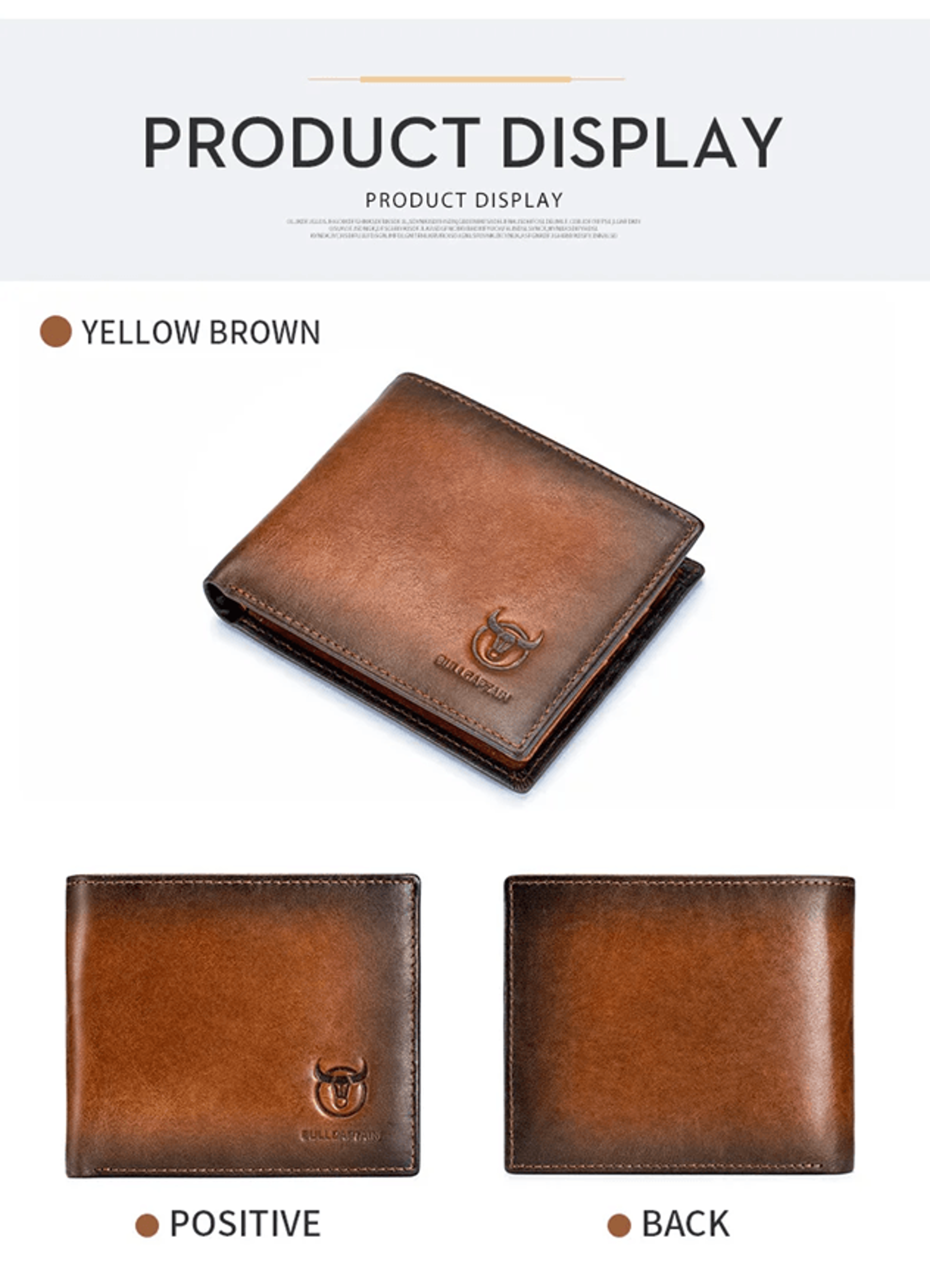 Bullcaptain RFID Blocking Leather Bifold Wallet Slim Mens Card Holder 1