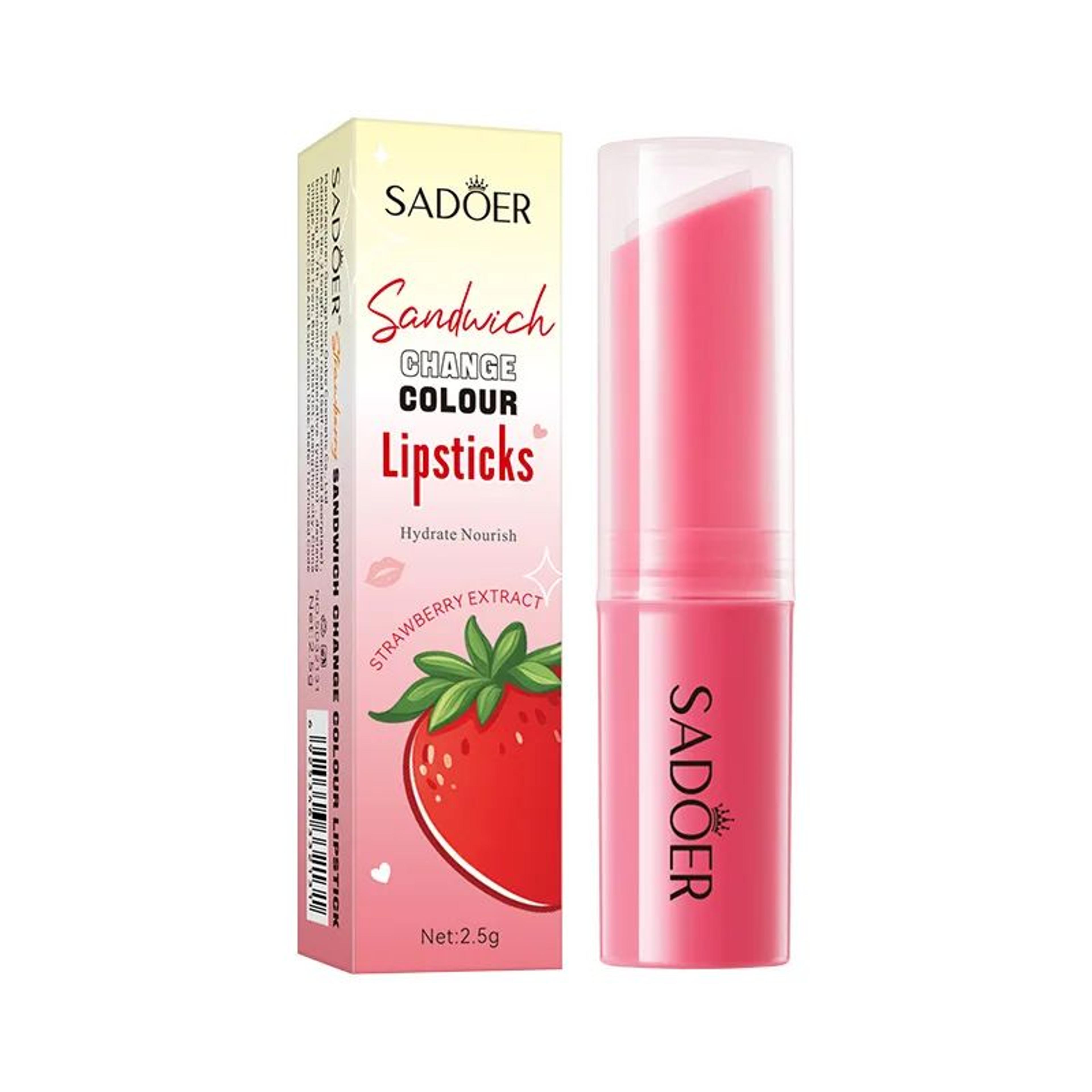 Strawberry Color Changing Lipstick Moisturizing Fruit Lip Balm Tint 4