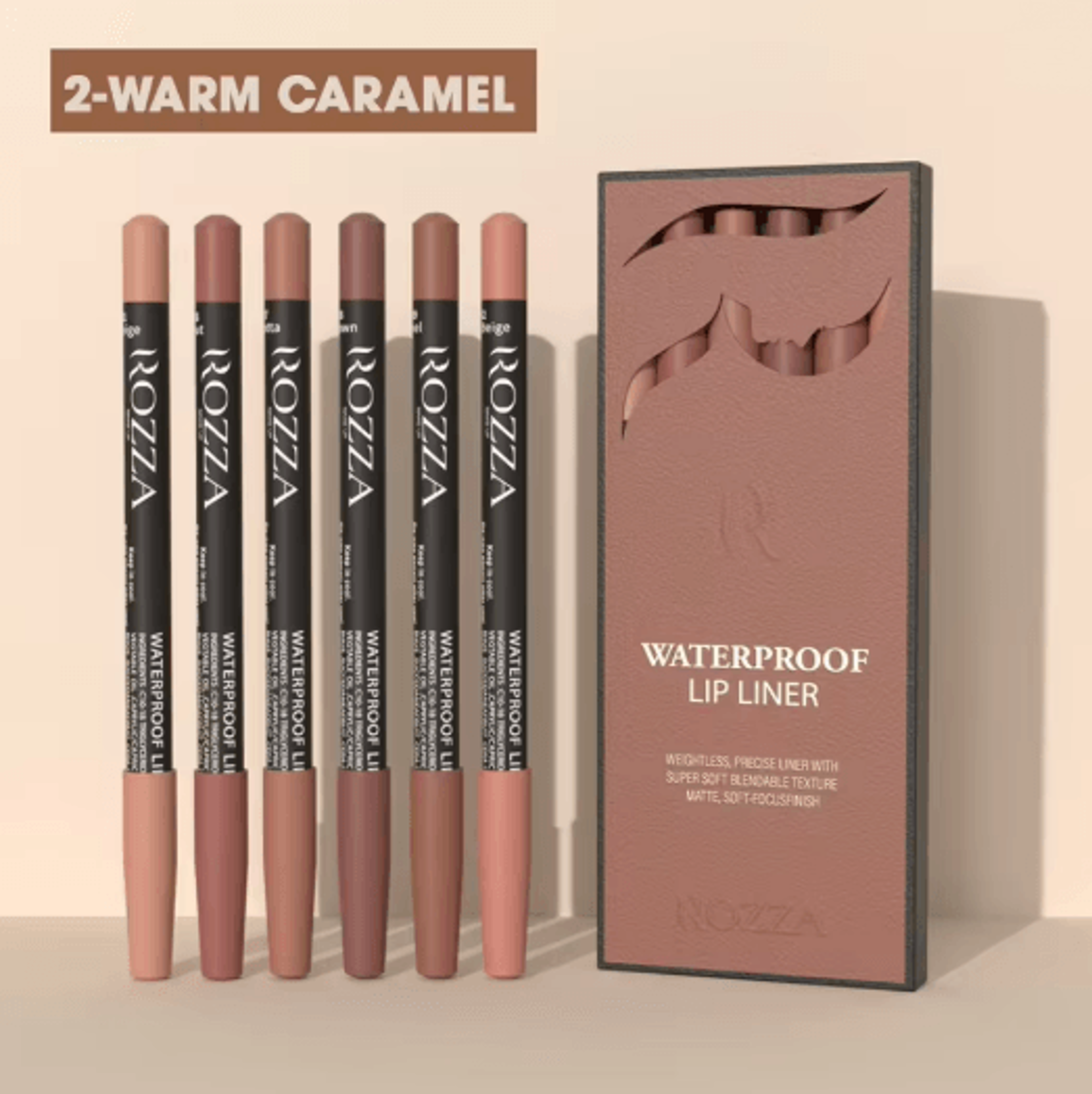 Rozza Waterproof Lip Liner Pencil Set Matte Precision Lip Definer Kit 5