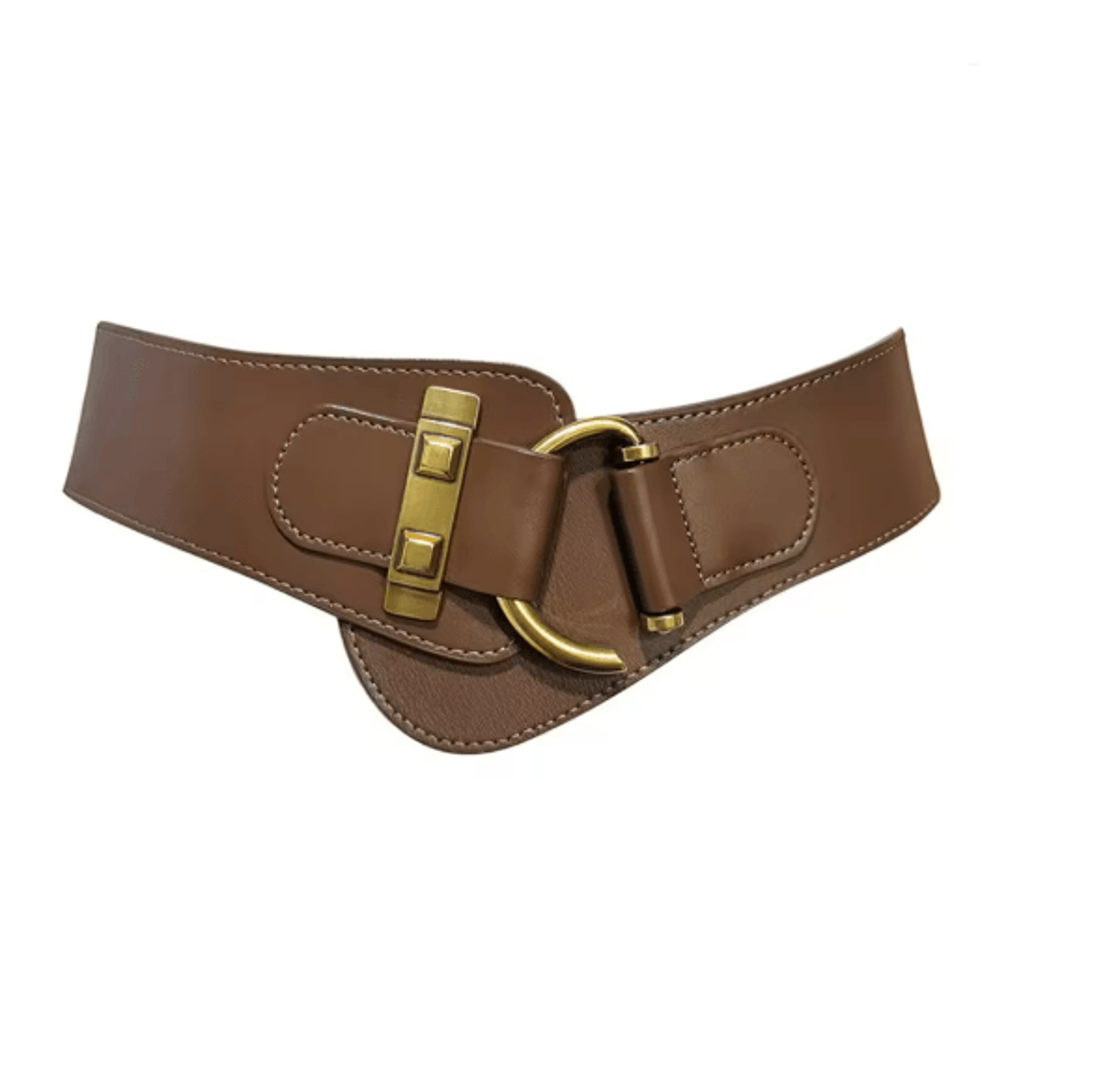Classic Gold Buckle Leather Belt Adjustable Womens Fashion Waist Belt 8