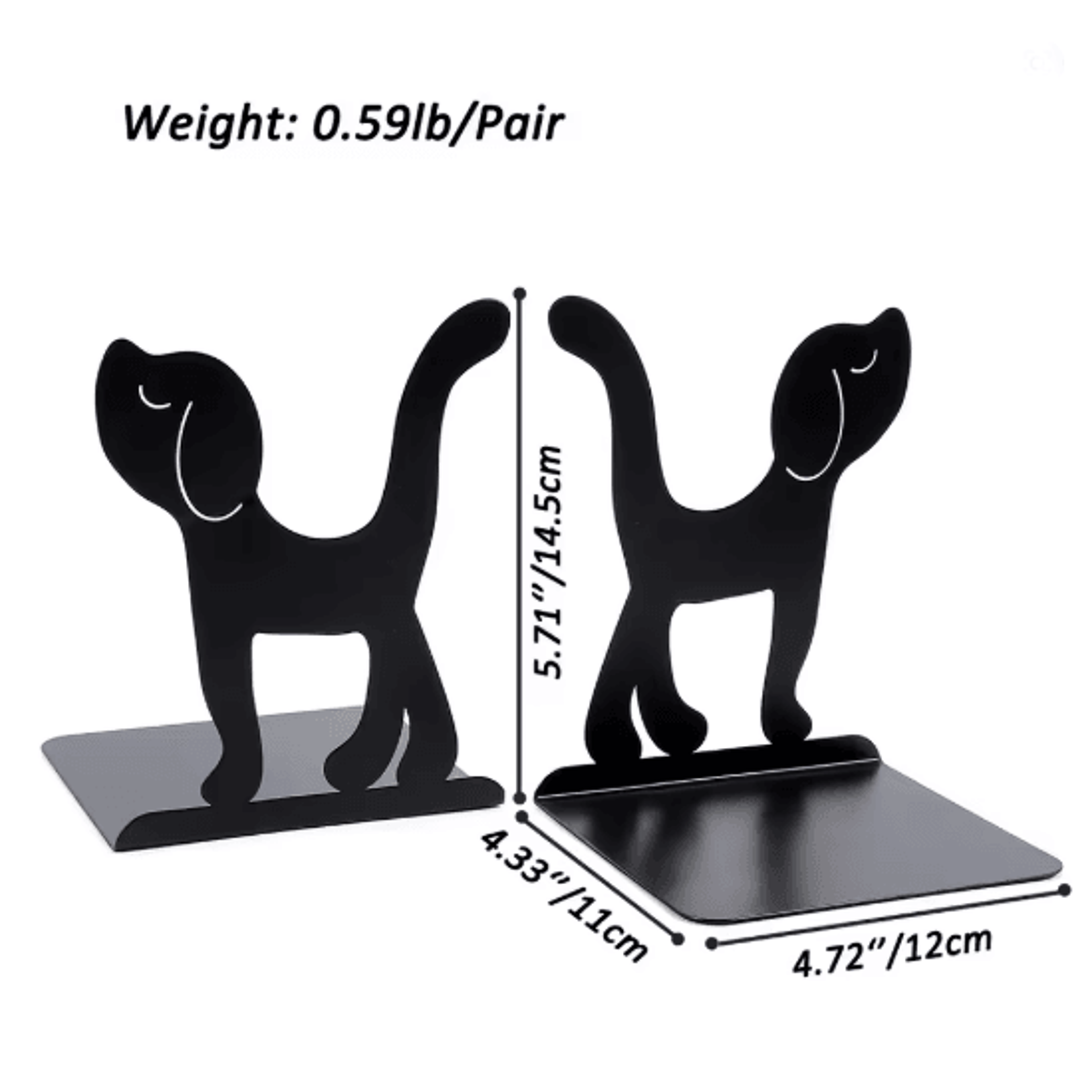 Cute Dog Metal Bookends Heavy Duty Decorative Bookends For Shelves 5