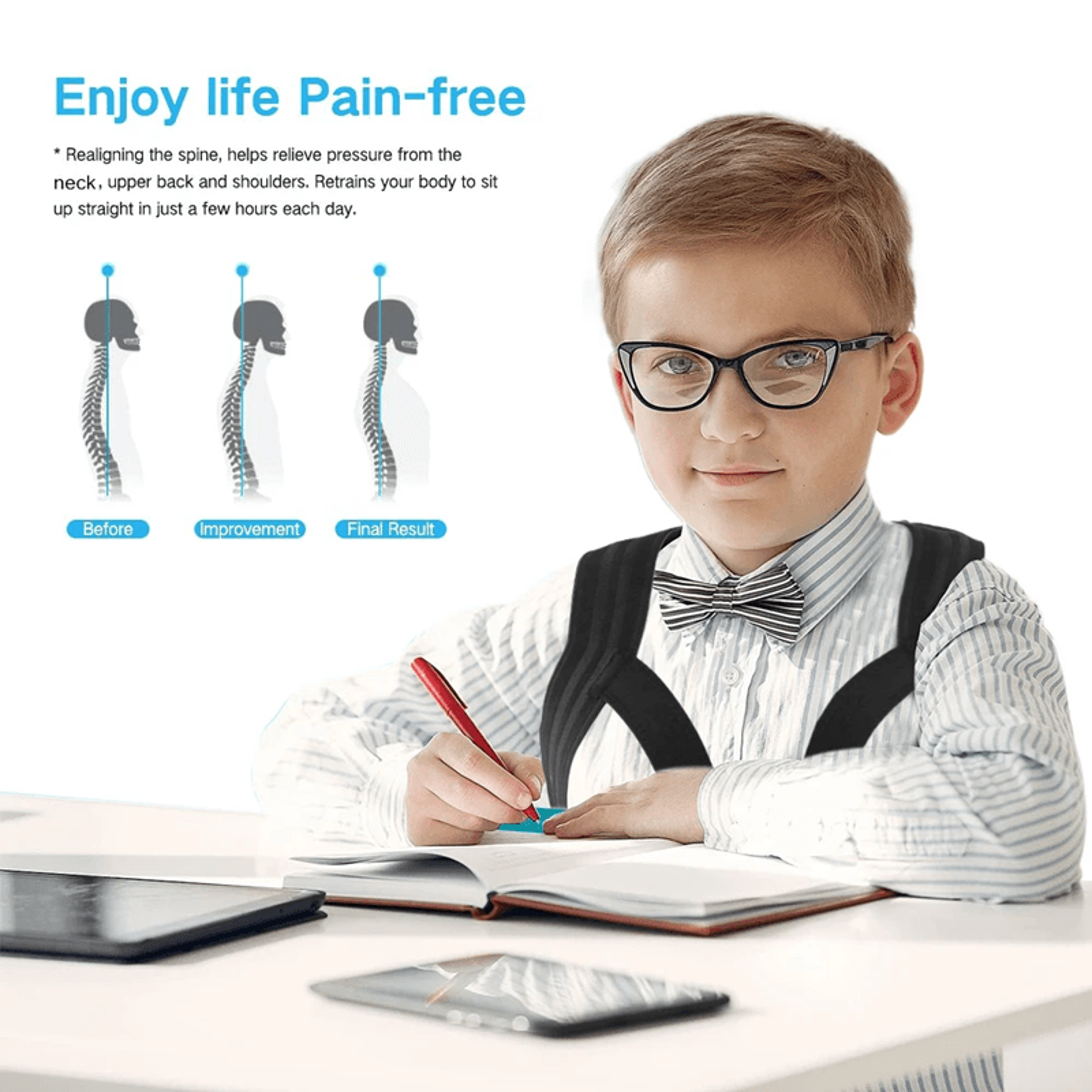 Kids Adjustable Posture Corrector Back Brace Clavicle Support For Better Posture 3