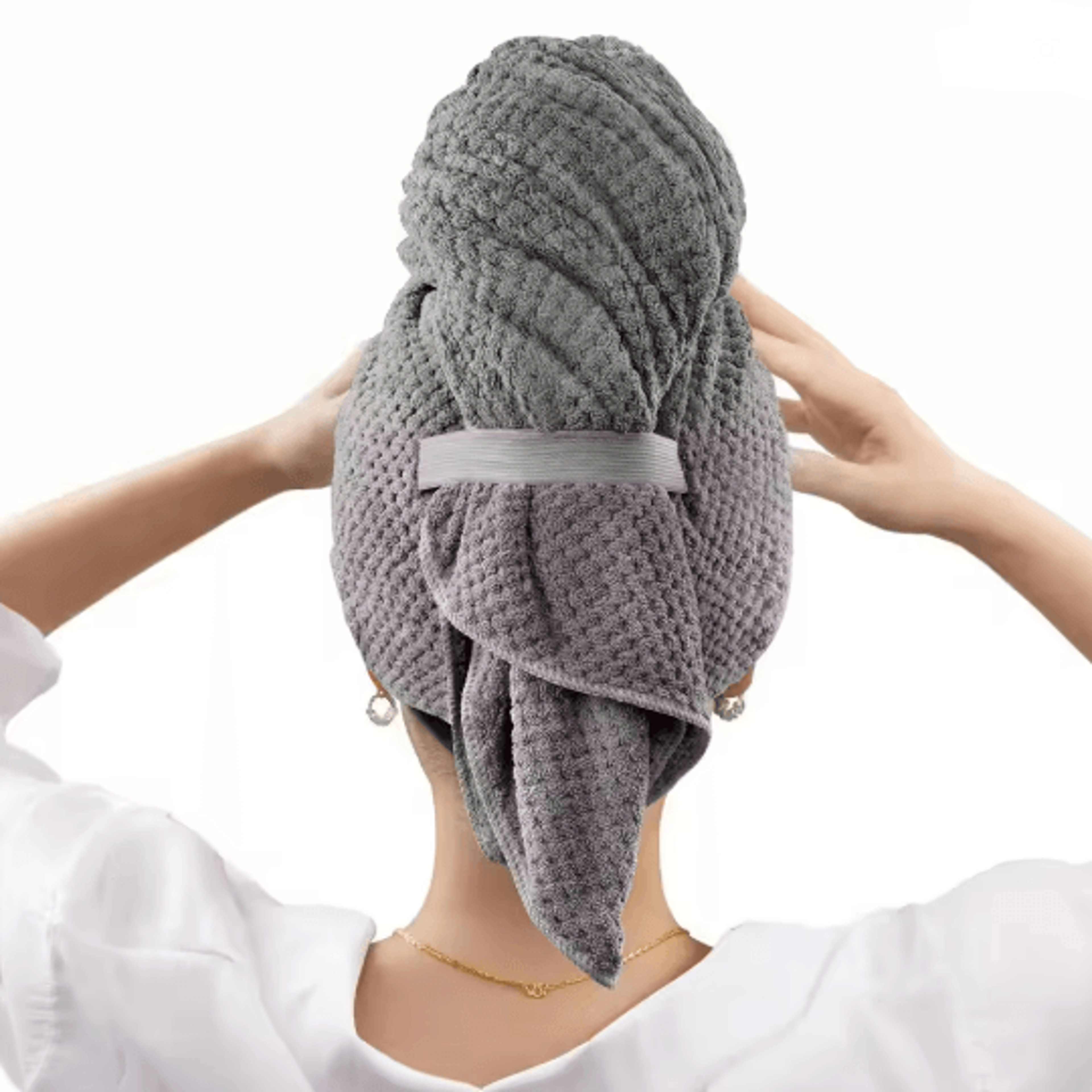 Quick Dry Microfiber Hair Towel Wrap With Elastic Strap 2