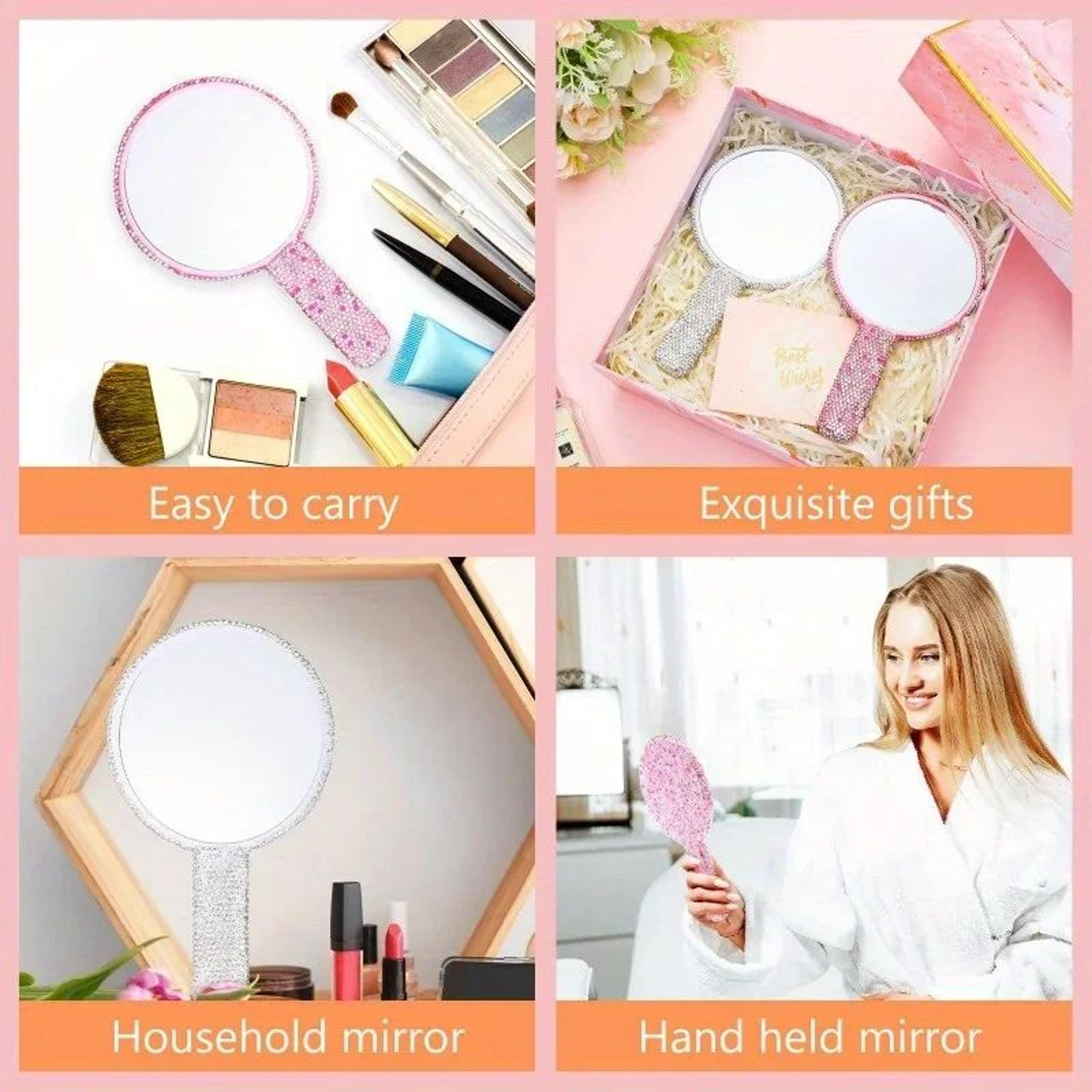 Diamond Handle Handheld Makeup Mirror Luxury Beauty Vanity Mirror For Salon And Travel 4