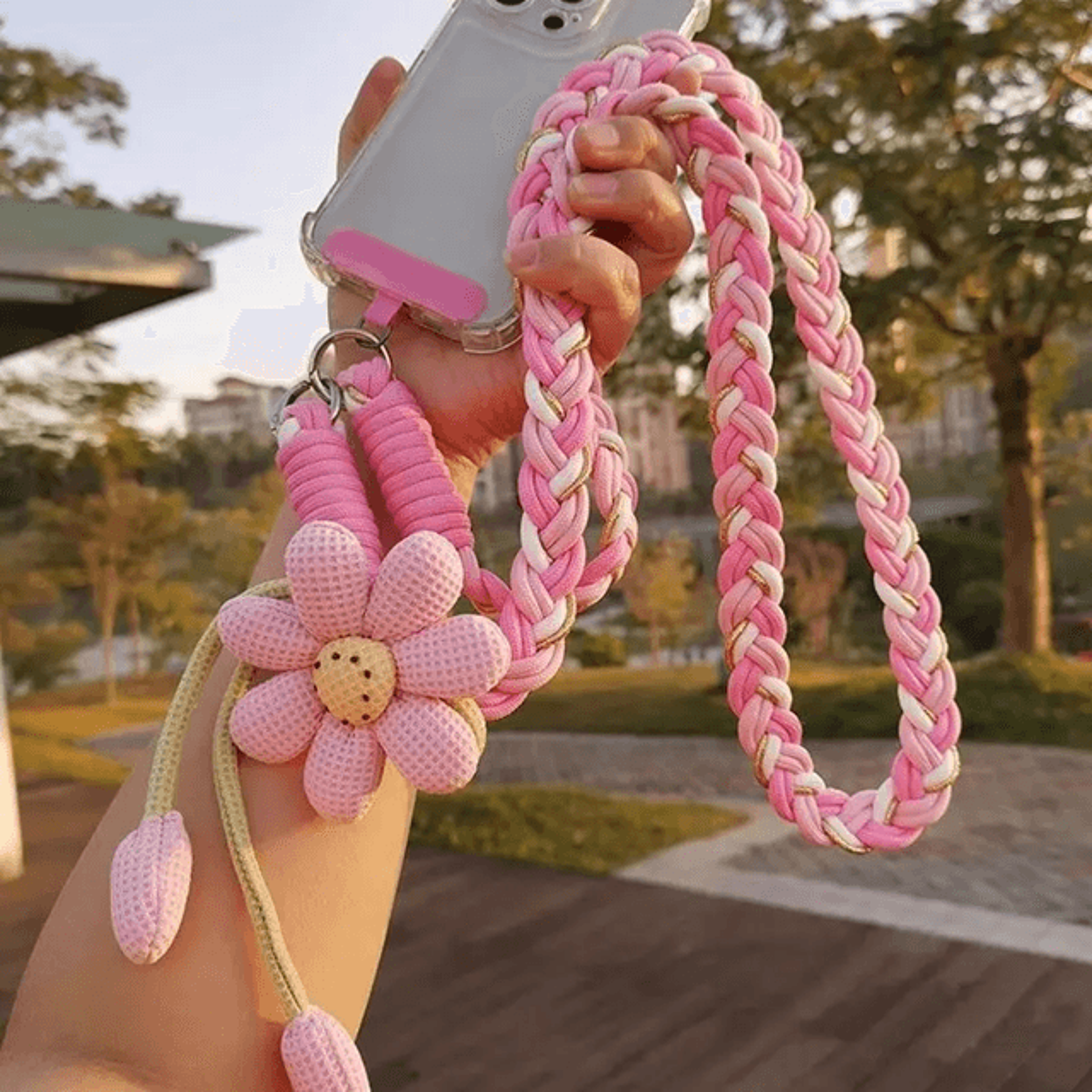 Floral Braided Crossbody Phone Lanyard Adjustable Universal Phone Strap 1