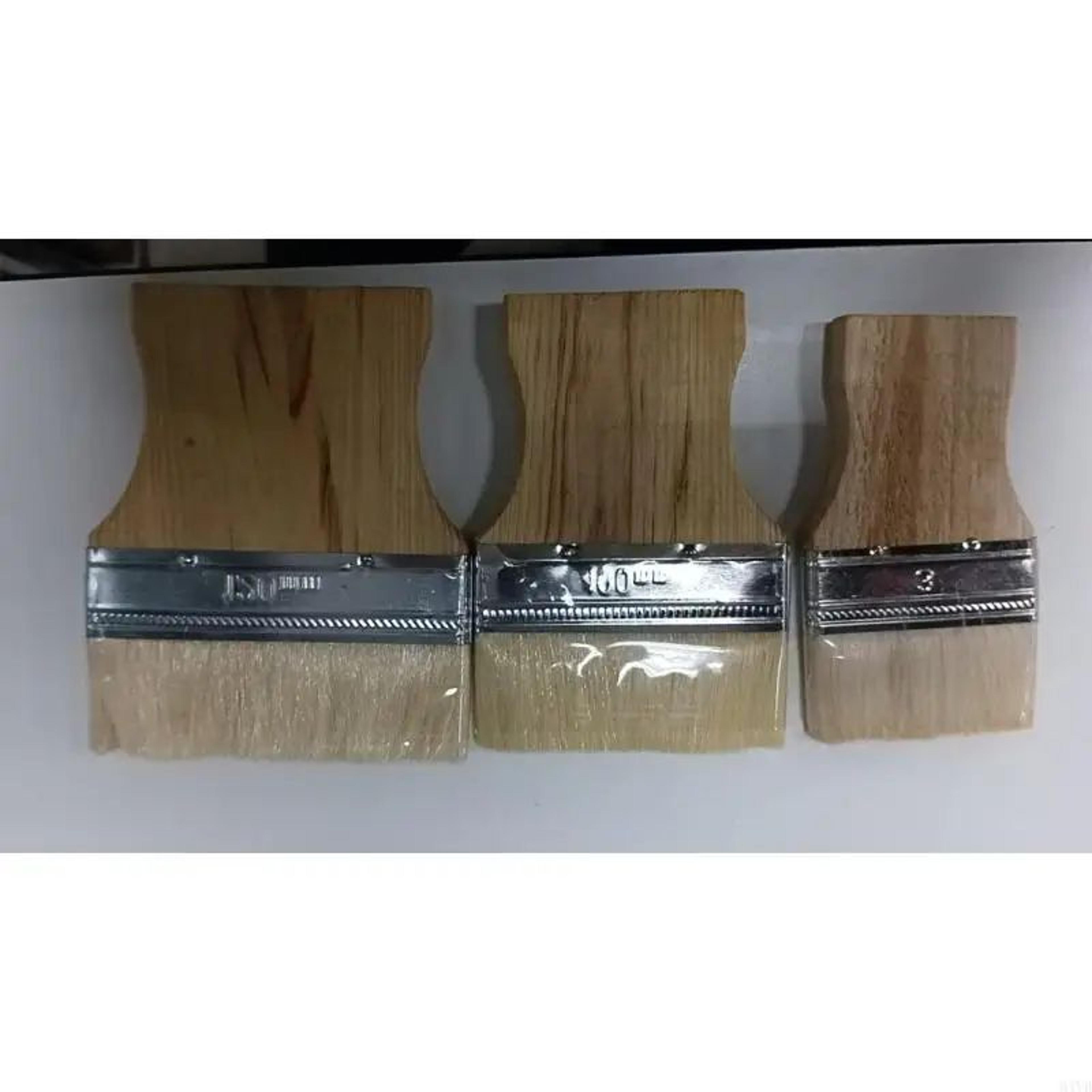 ProEdge 4 Piece Flat Paint Brush Set Wool Bristle Brushes For Acrylic And Oil Painting 4