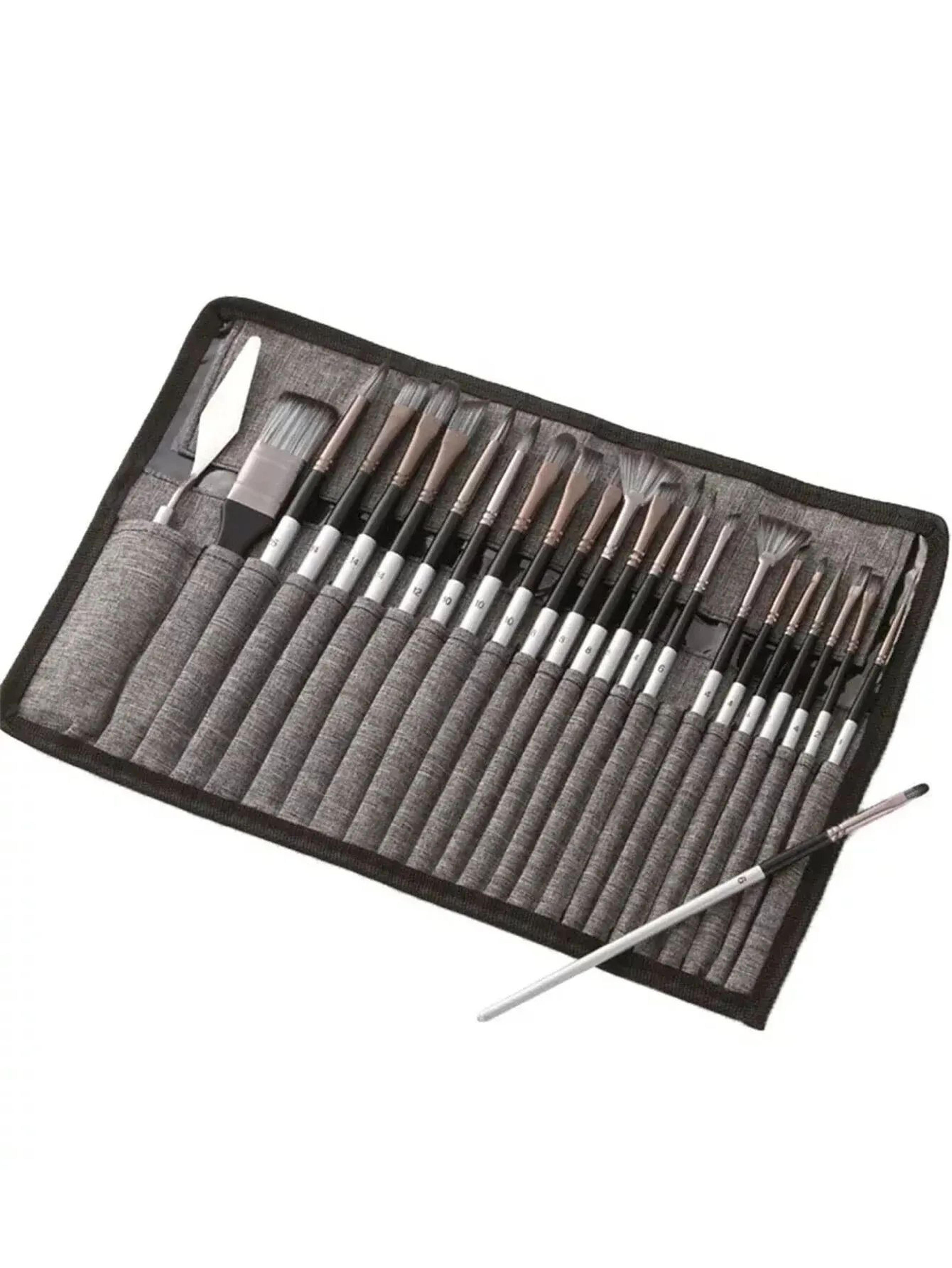 24 Piece Professional Paint Brush Set For Acrylic Oil And Watercolor Artists 6
