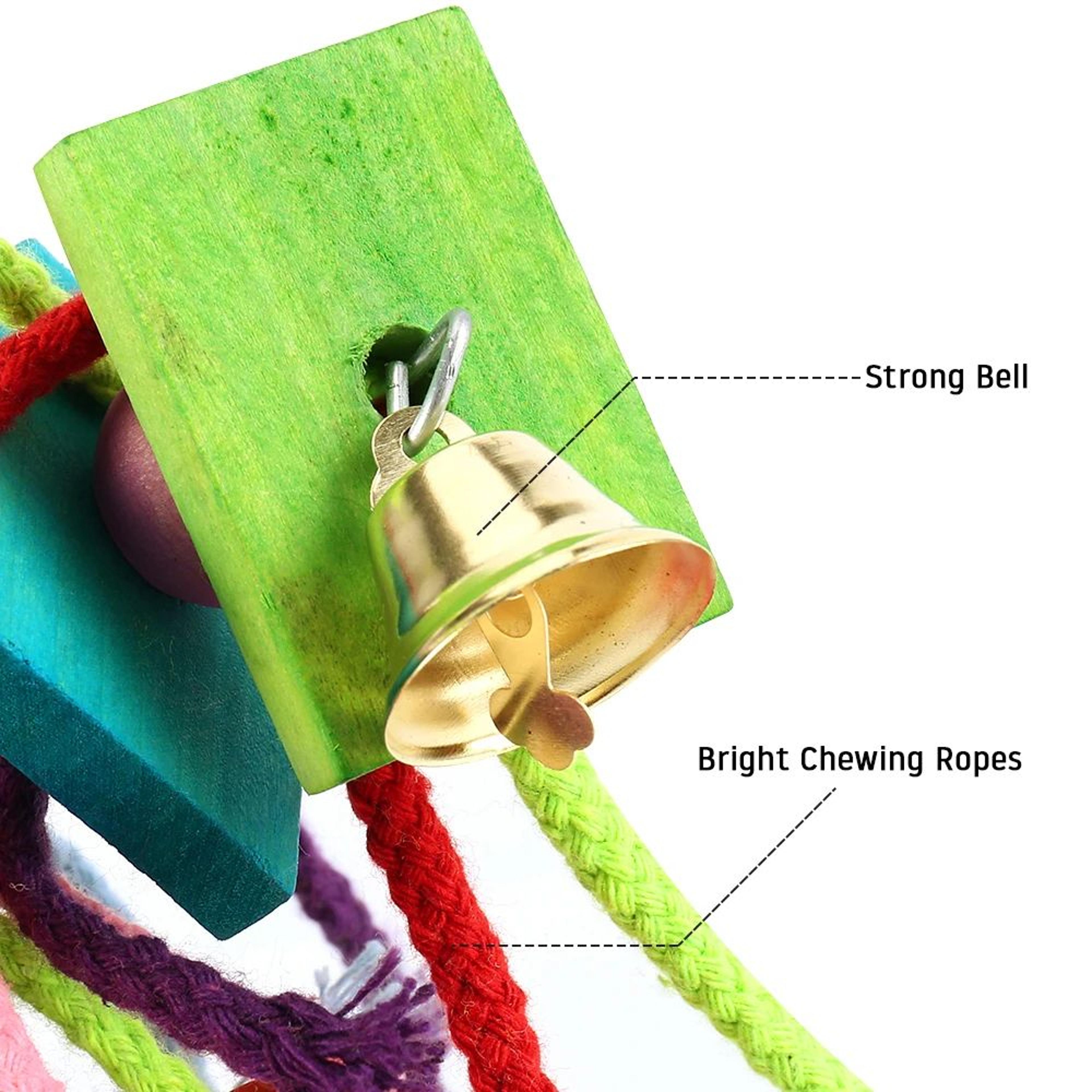 Parrot Chew Toy Wooden Rope Bird Swing Foraging Training Toy 3