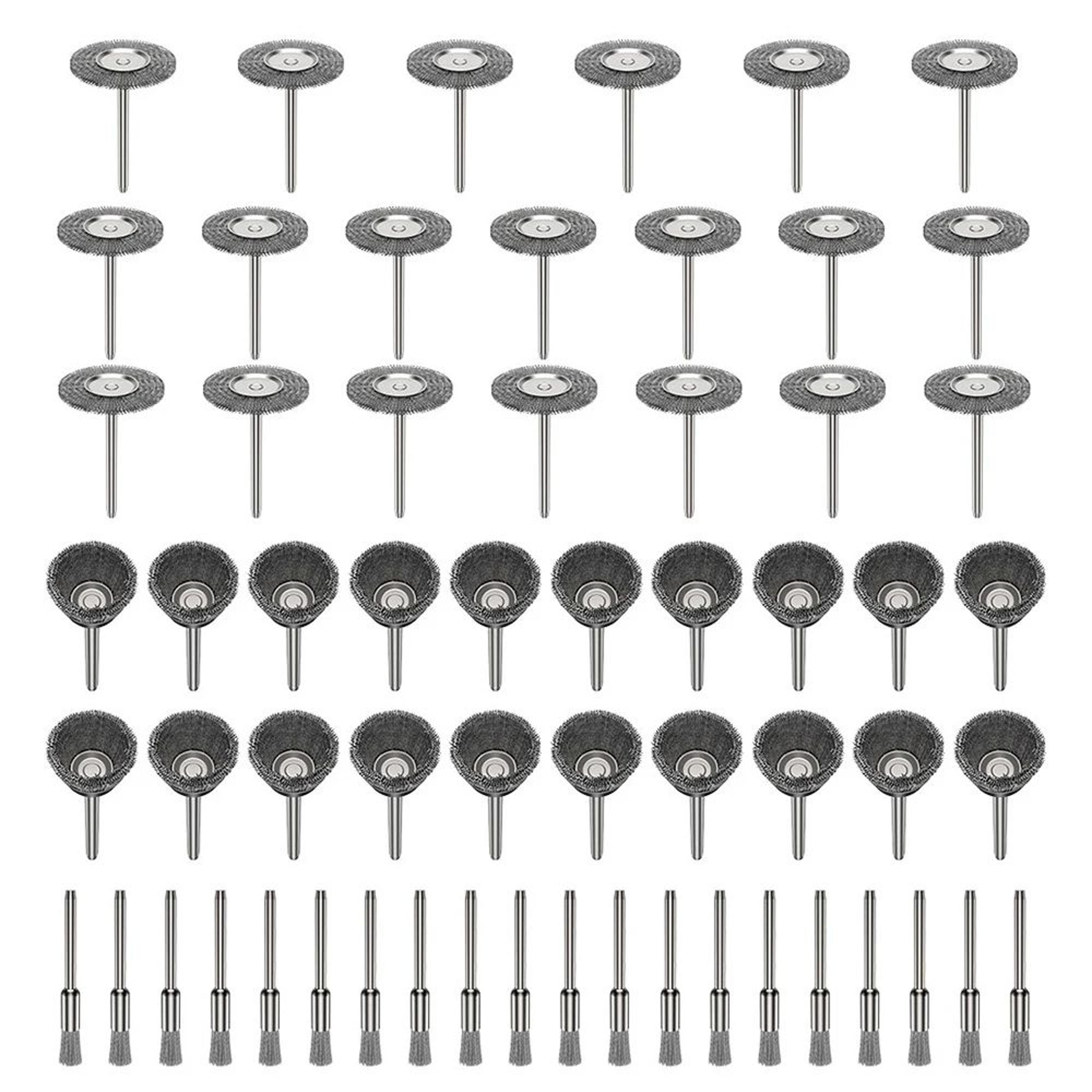 60 Piece Rotary Tool Wire Brush Set Rust Removal And Polishing Kit 6
