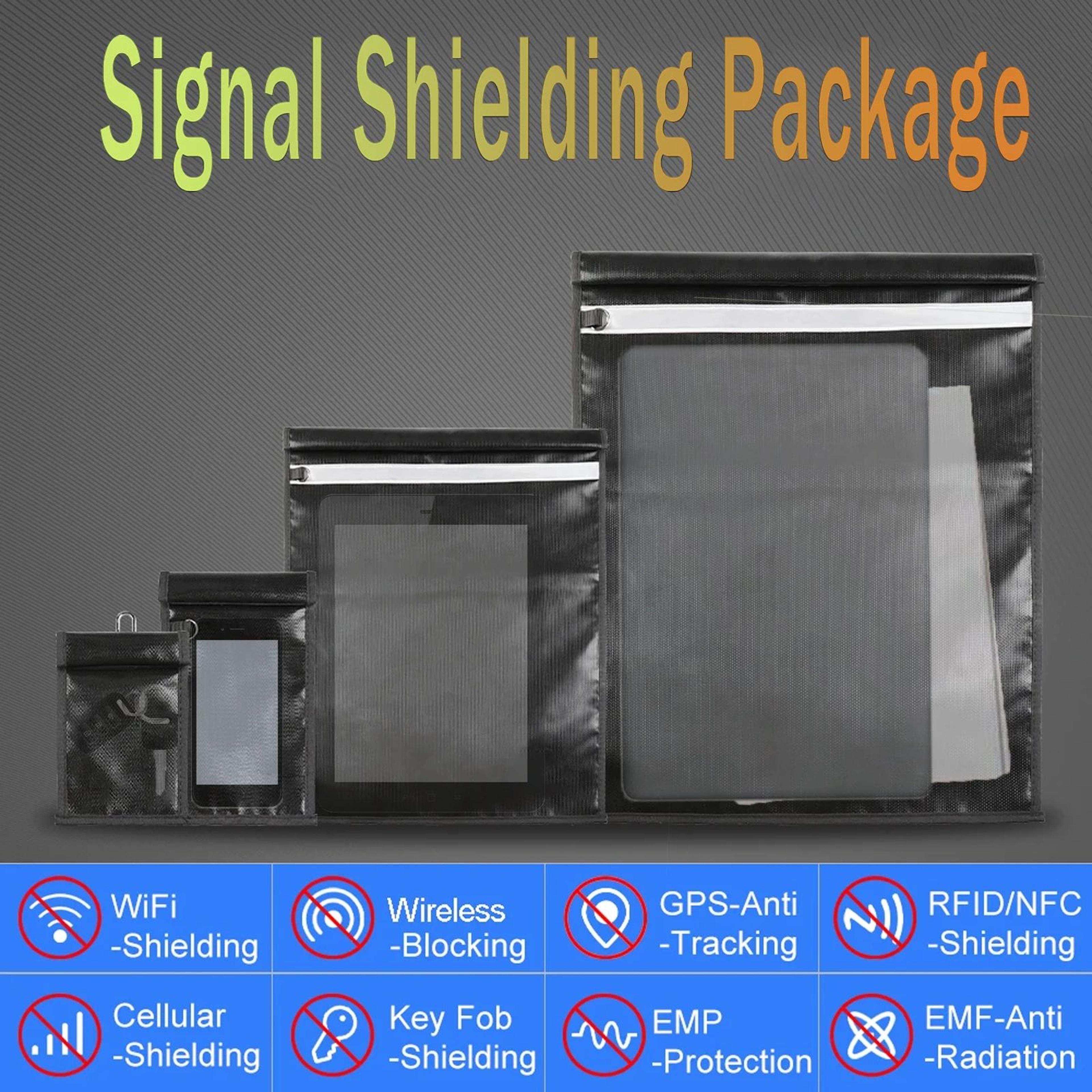 Faraday Bag Signal Blocking Pouch Set For Phone Keys RFID Protection 4