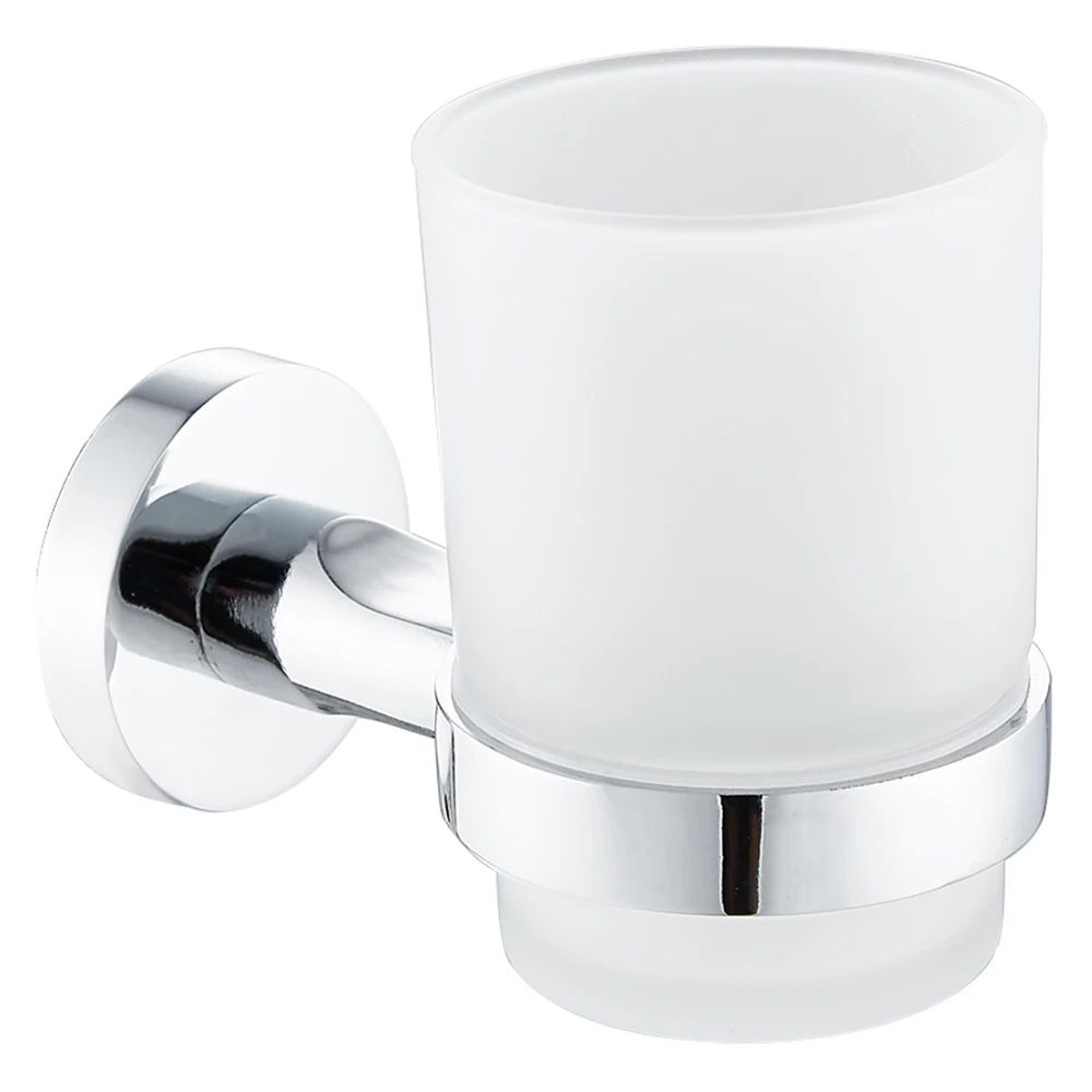 Wall Mounted Toothbrush Holder With Cups Double Tumbler Bathroom Organizer 7