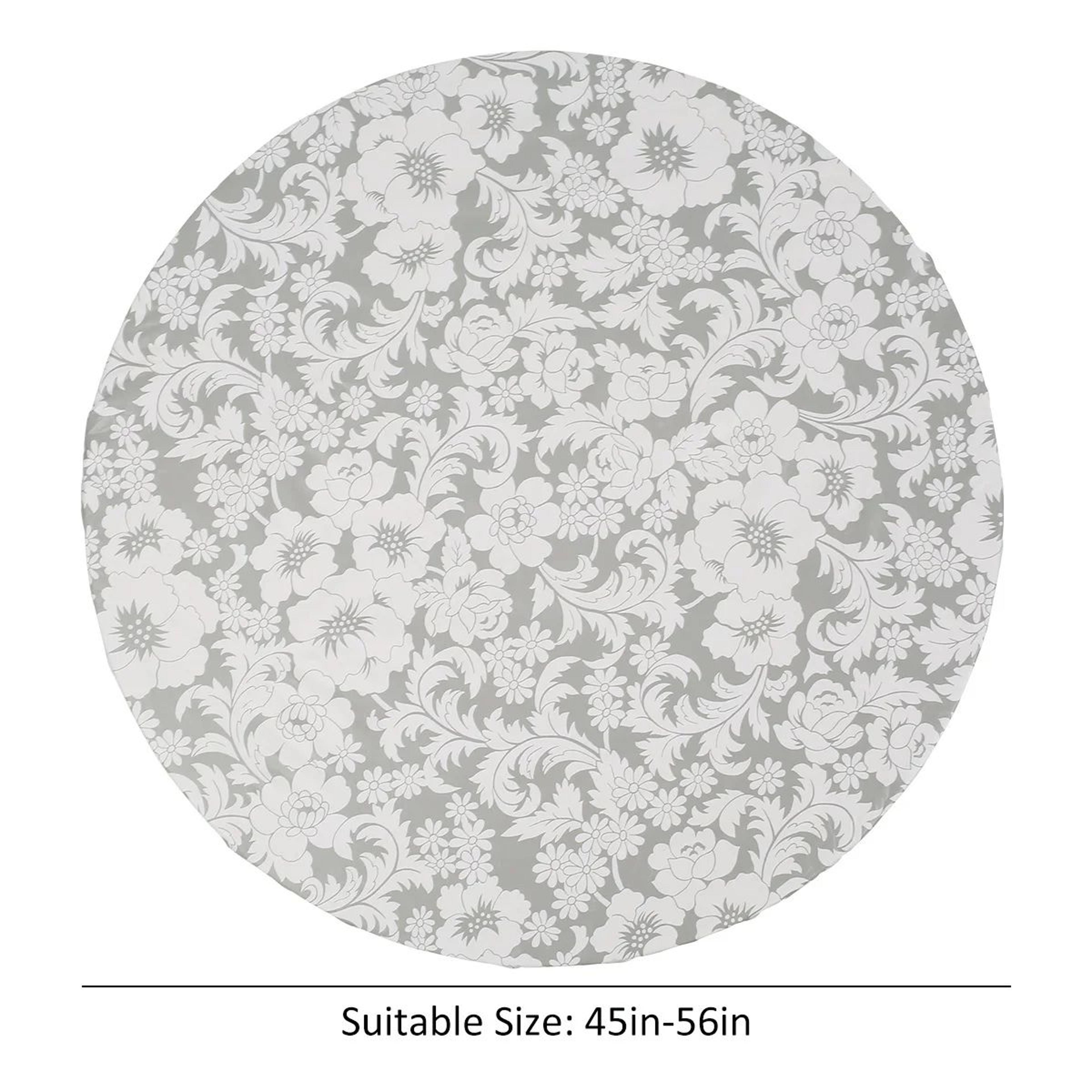 Waterproof Round Tablecloth Elastic Fixation Edged PVC Table Cover Flannel Backed Table Pad OilProo 6