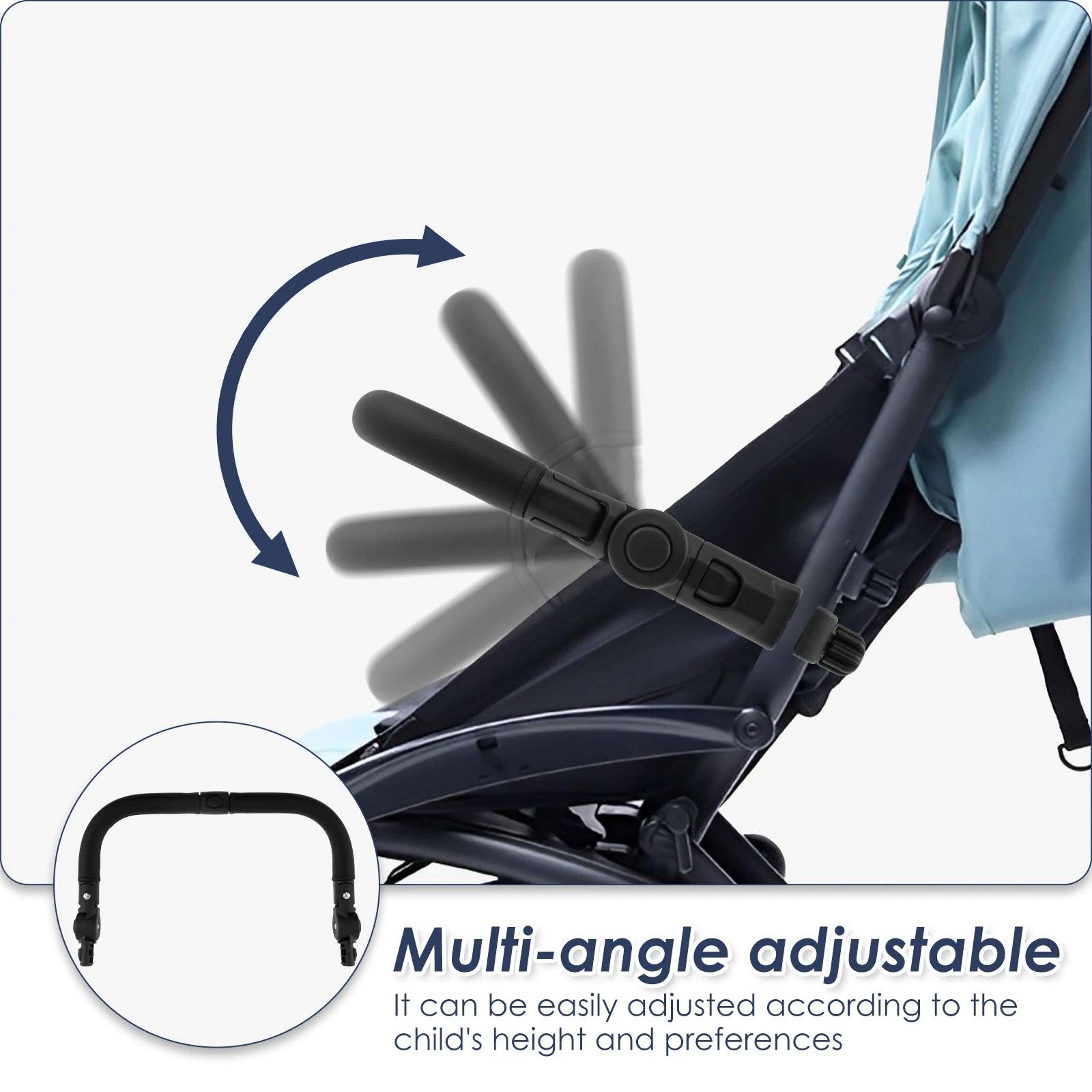 Adjustable Stroller Bumper Bar Detachable Safety Handlebar With Soft Leather Grip 2
