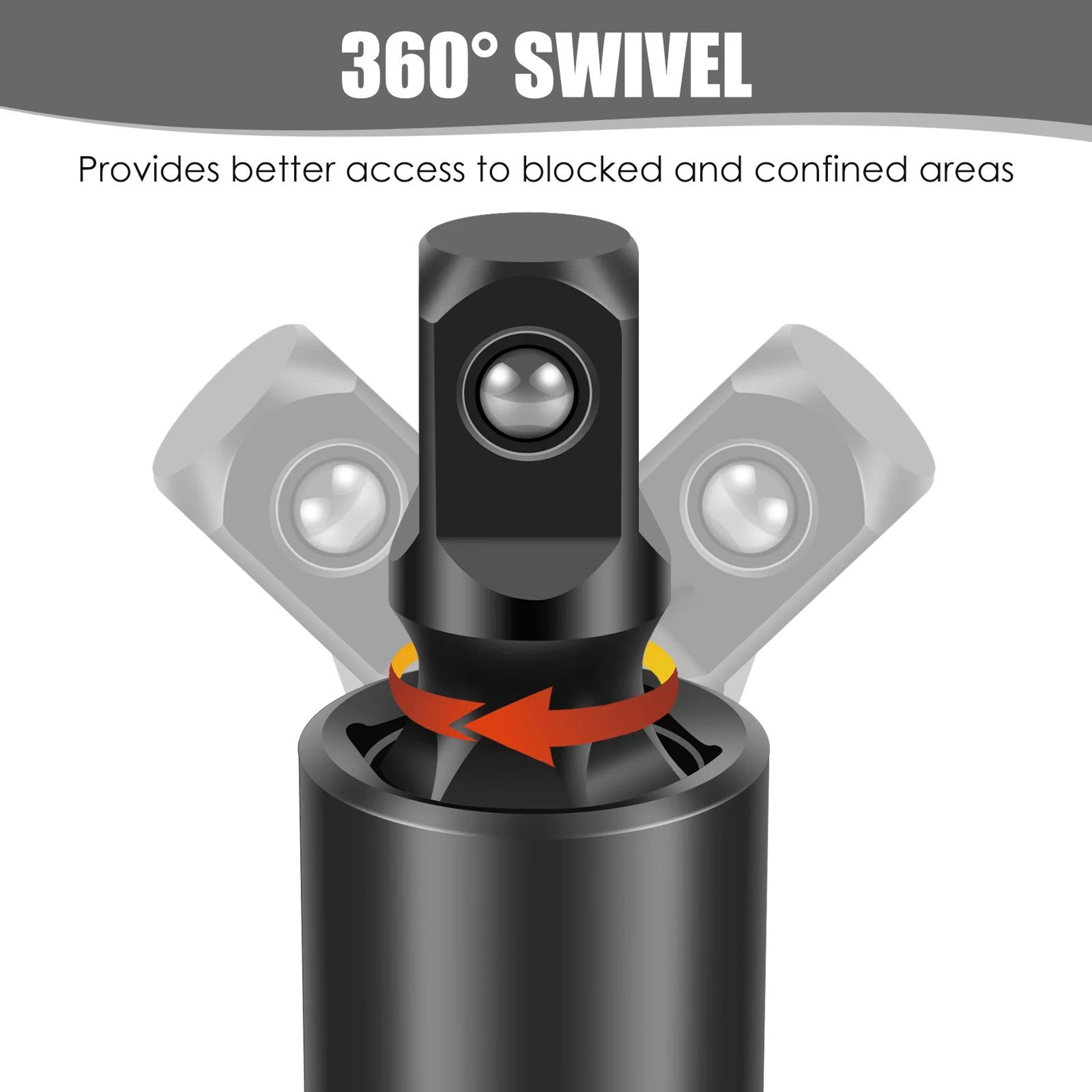 Universal Joint Socket Adapter Set For Impact Wrench Flexible Swivel Tool Extension 1