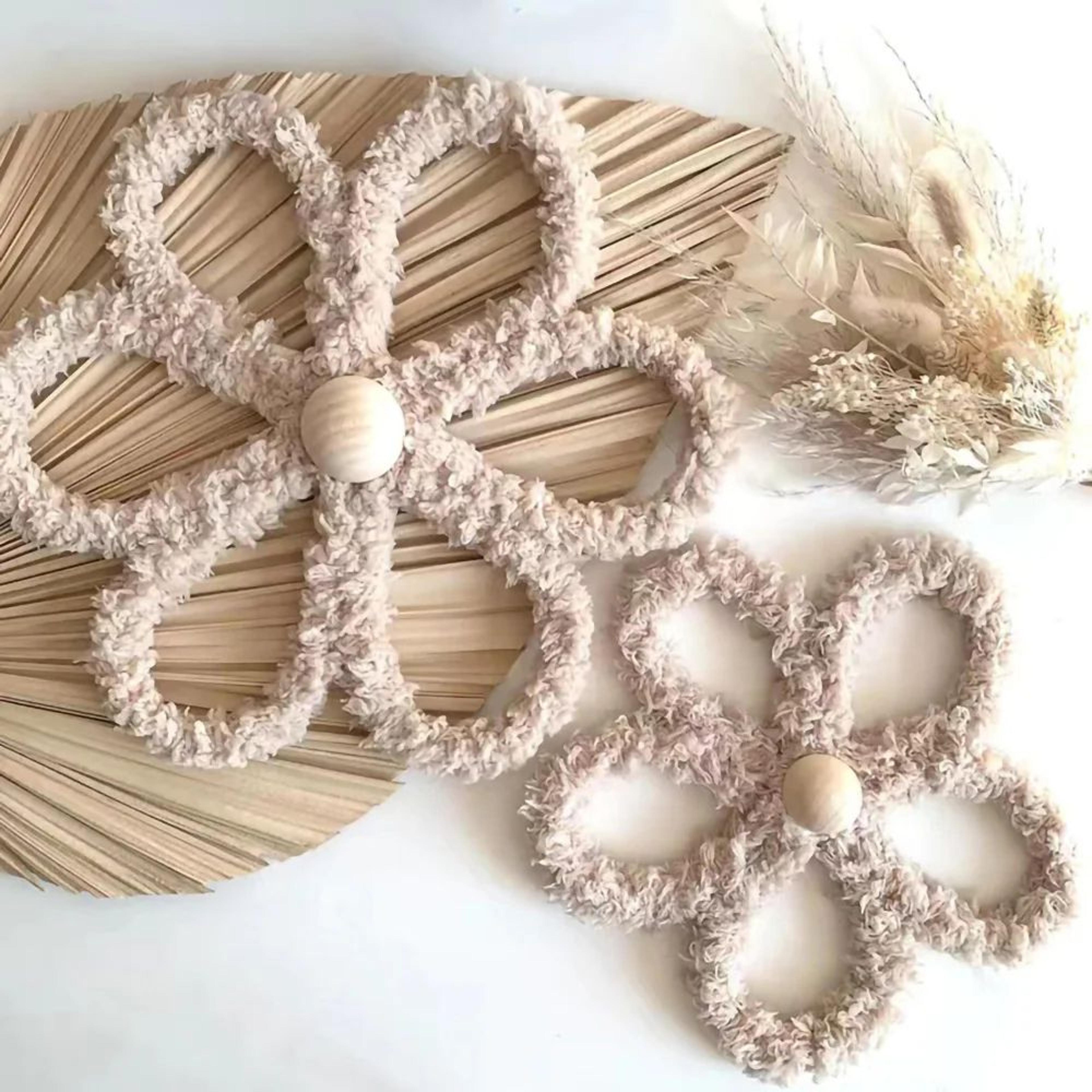 bohemian daisy flower wall decor woven hanging decoration set