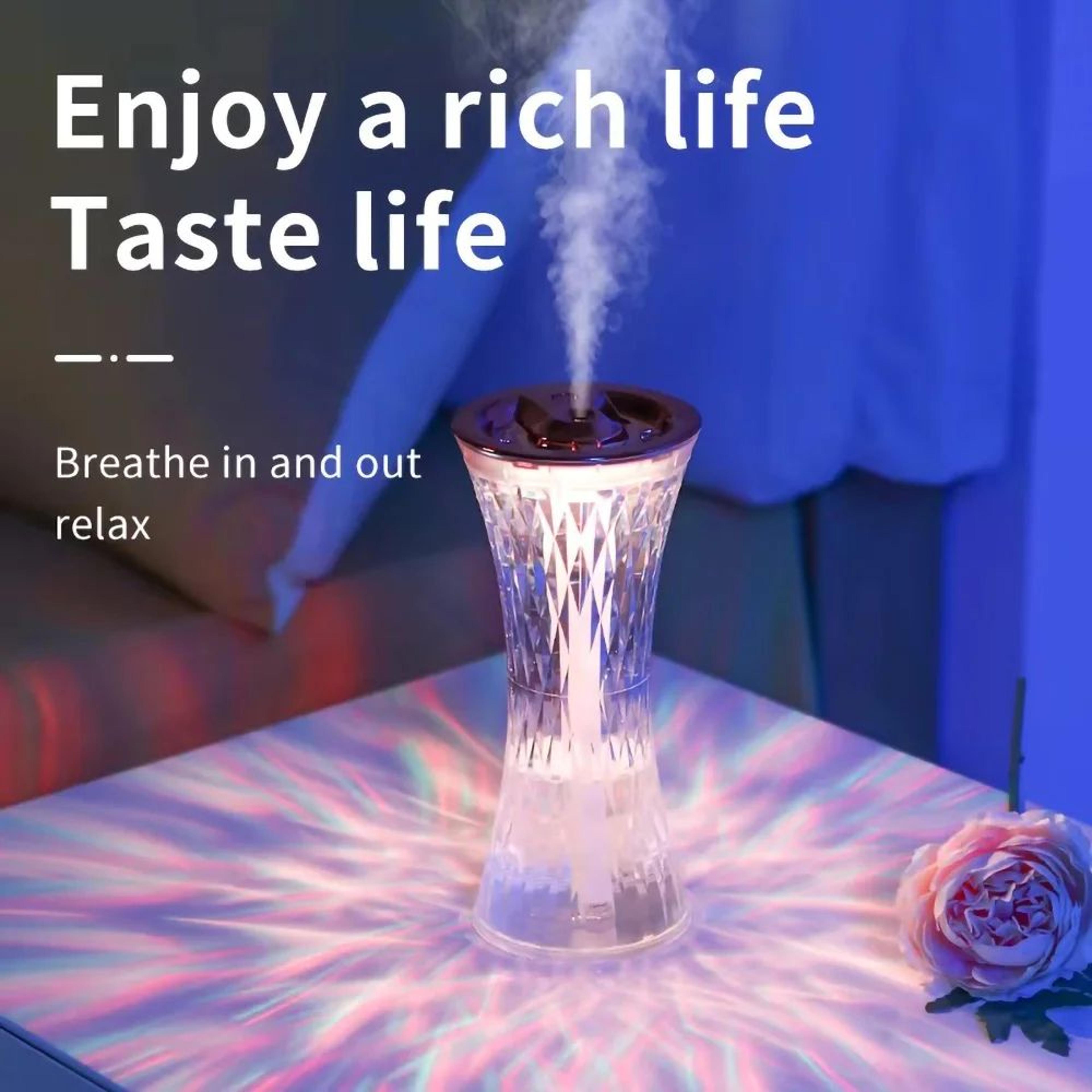 Glass Air Humidifier Aroma Diffuser With Ambient Light Crystal Lamp Design 2