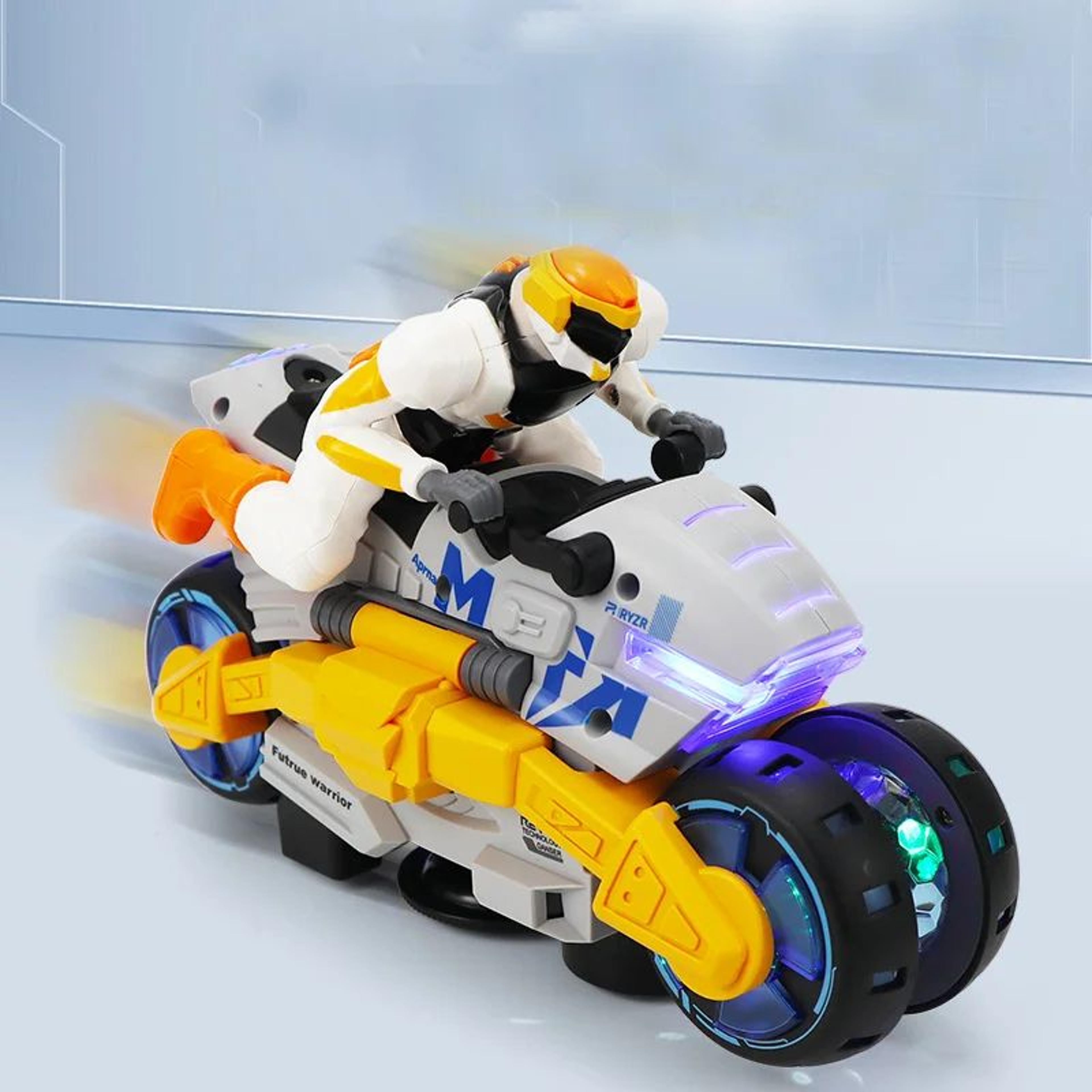 Transforming Stunt Motorcycle Toy 360 Rotating Light Music Car 3