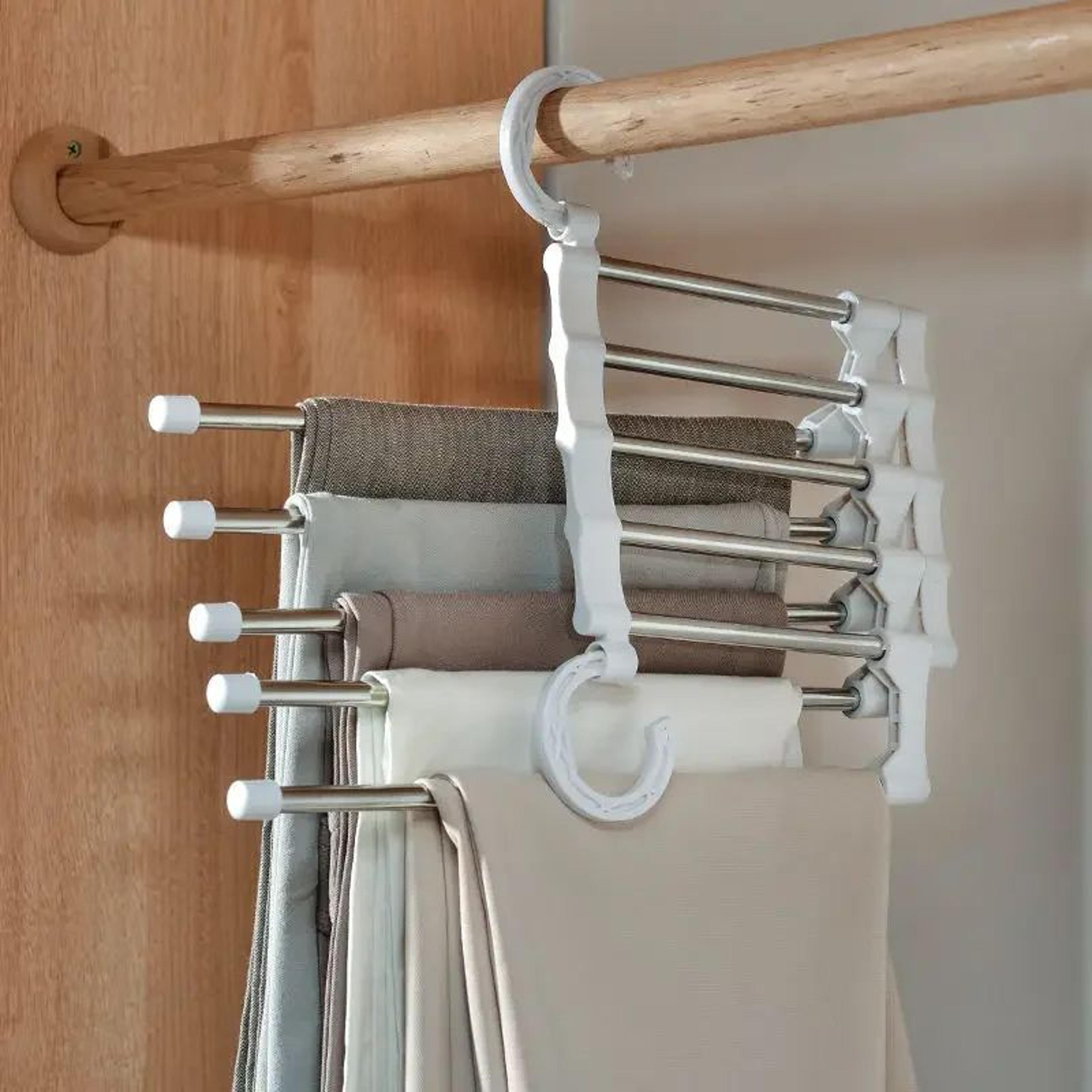 Telescopic Pants Hanger Space Saving Multi Layer Closet Organizer Rack 2