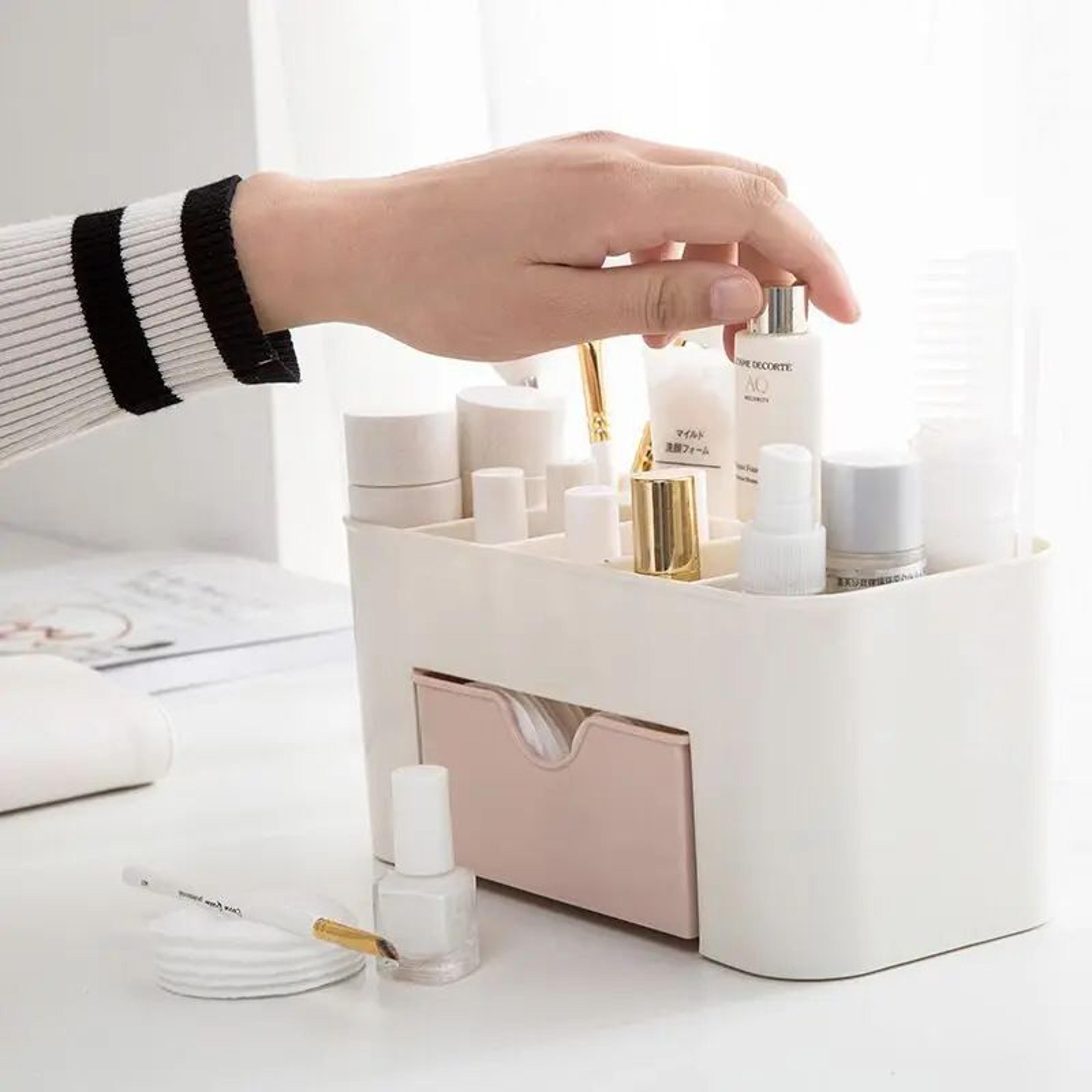 Makeup Organizer Box With Drawer Cosmetic Storage Case Vanity Organizer 0