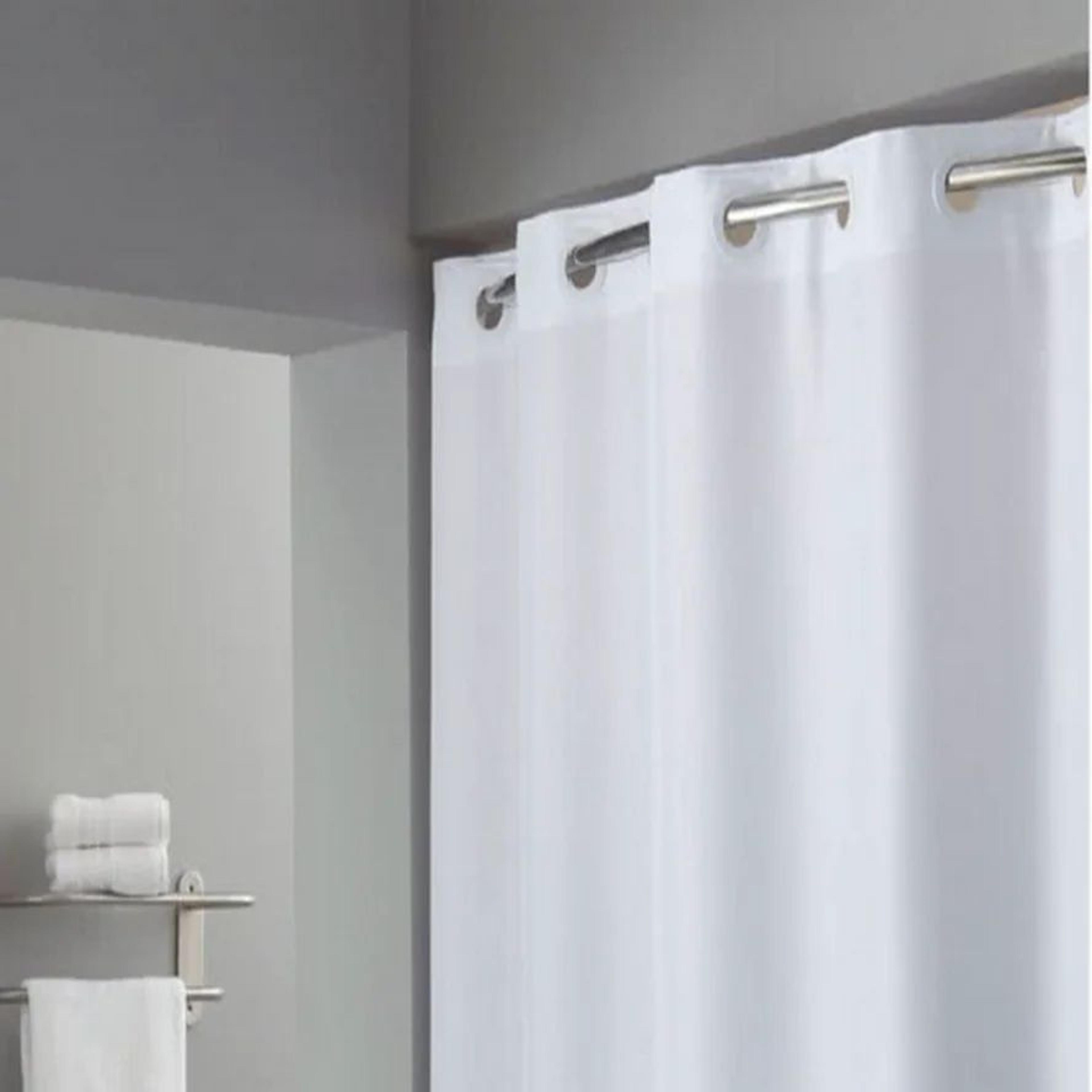 No Hook Shower Curtain Hotel Quality Fabric Waterproof Bathroom Curtain 7