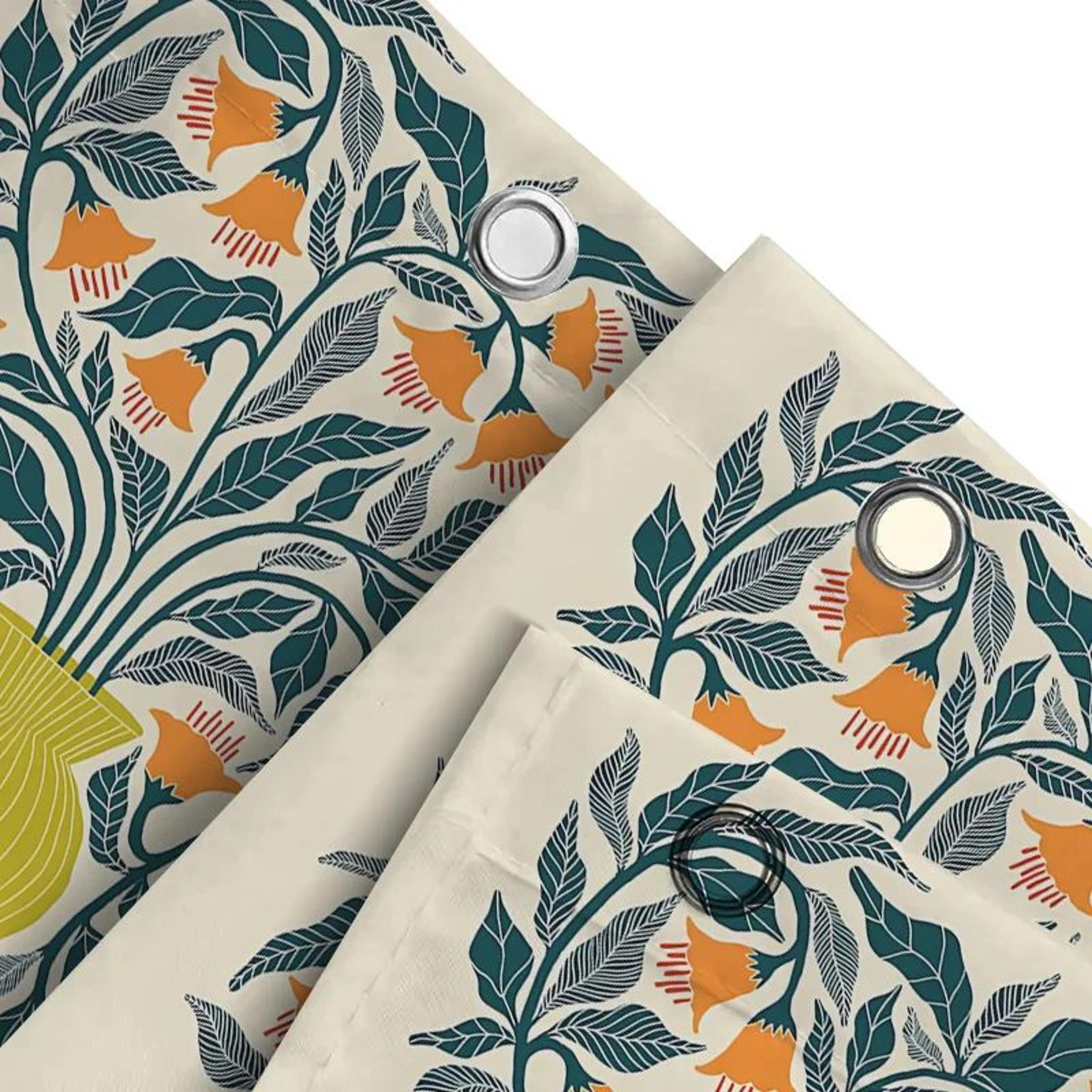 Floral Shower Curtain Elegant Bathroom Curtain Waterproof Fabric Decor 1
