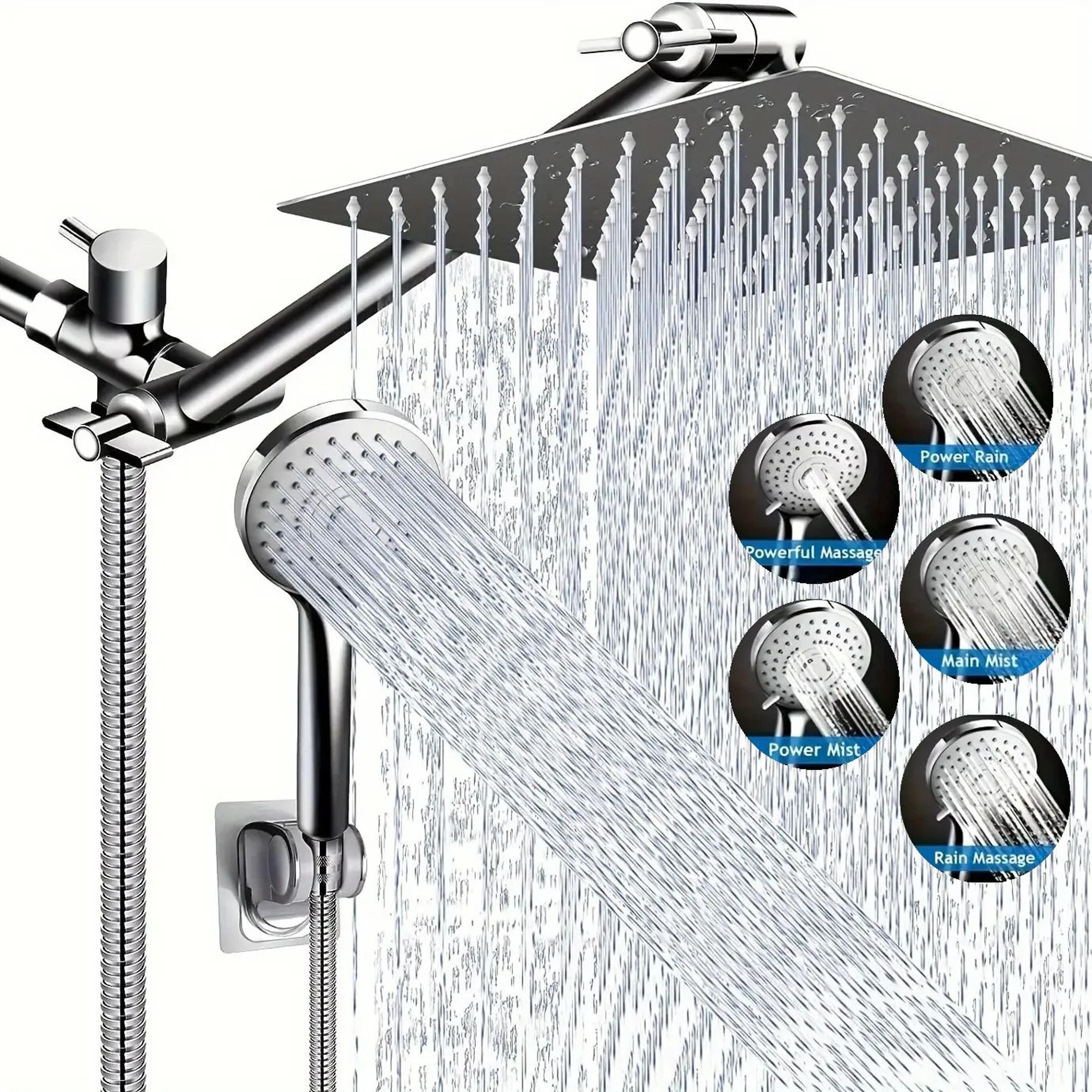 Stainless Steel Rainfall Shower Head Set With Handheld 5 Mode Adjustable 1