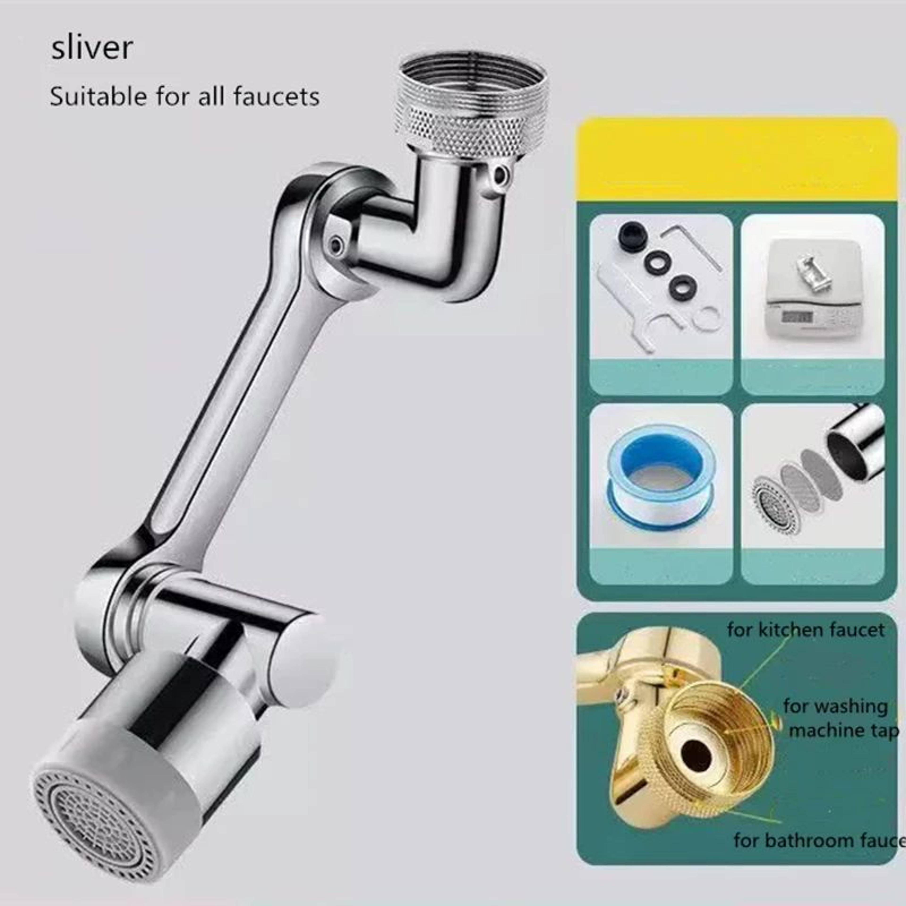 1080 Degree Rotating Faucet Aerator Sprayer Extender 8