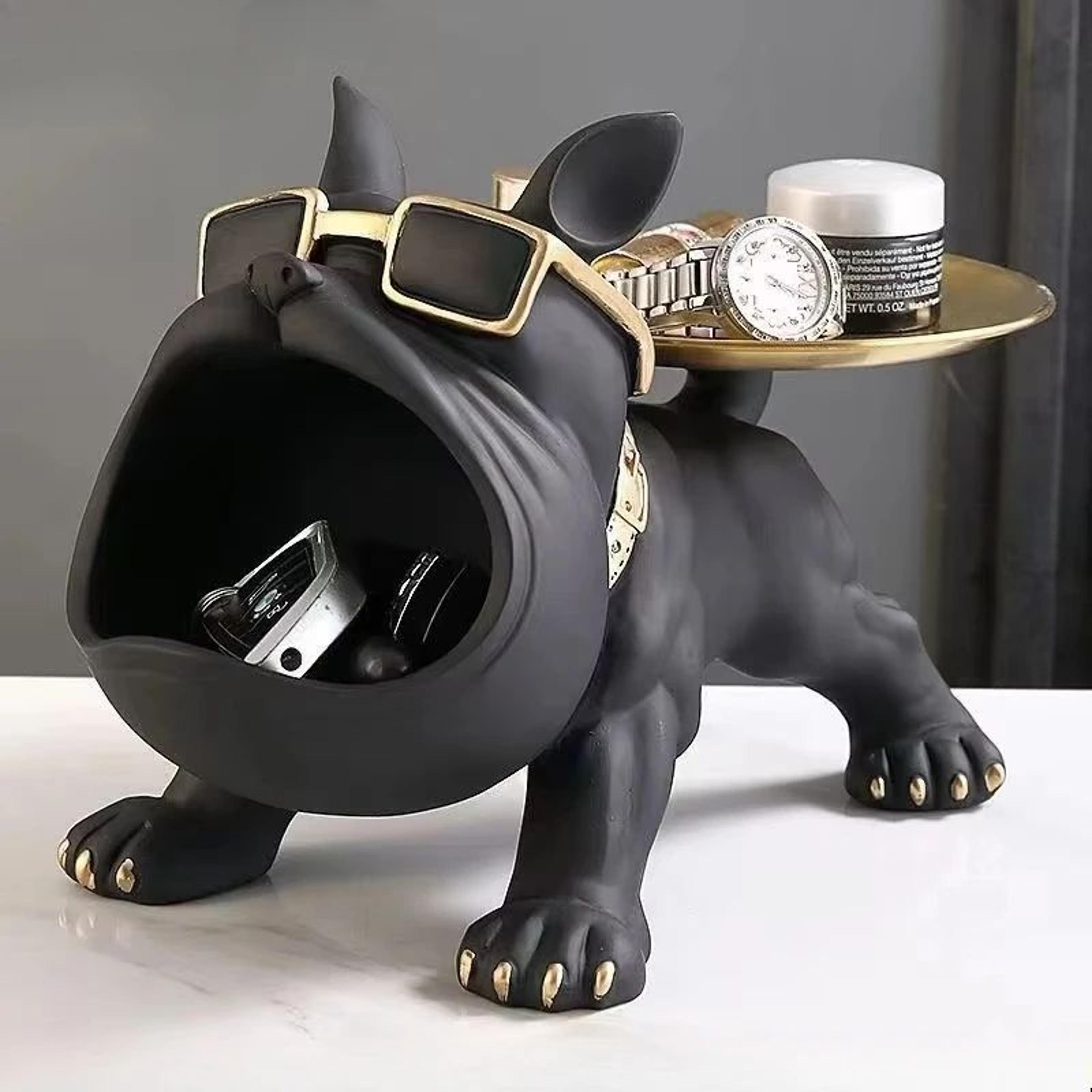 bulldog storage statue decorative dog figurine organizer for home and office