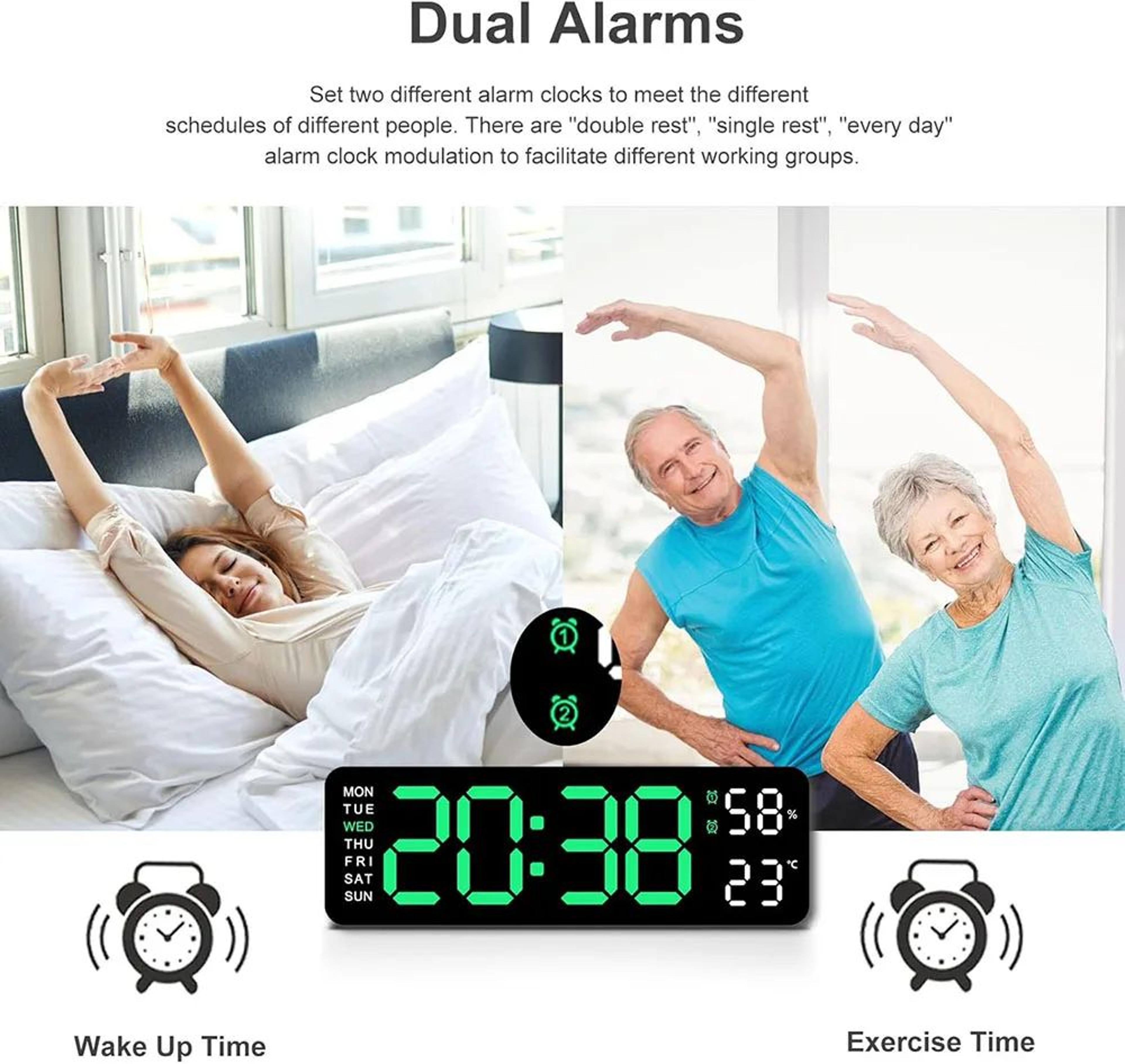 Smart LED Wall Clock With Temperature And Calendar Silent Modern Desk Clock 2