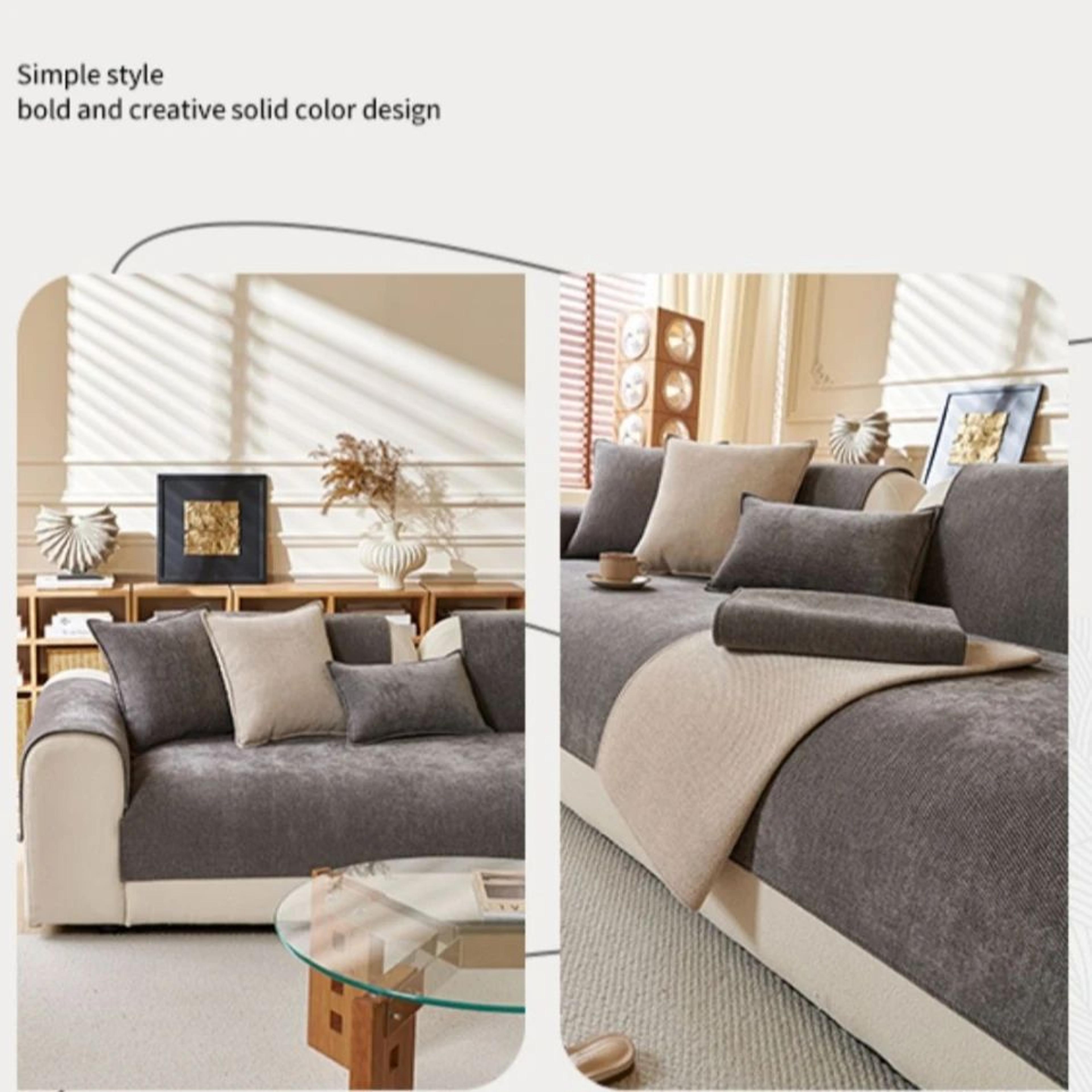 Minimalist Chenille Sofa Cover Anti Slip Couch Protector For Living Room Decor 4
