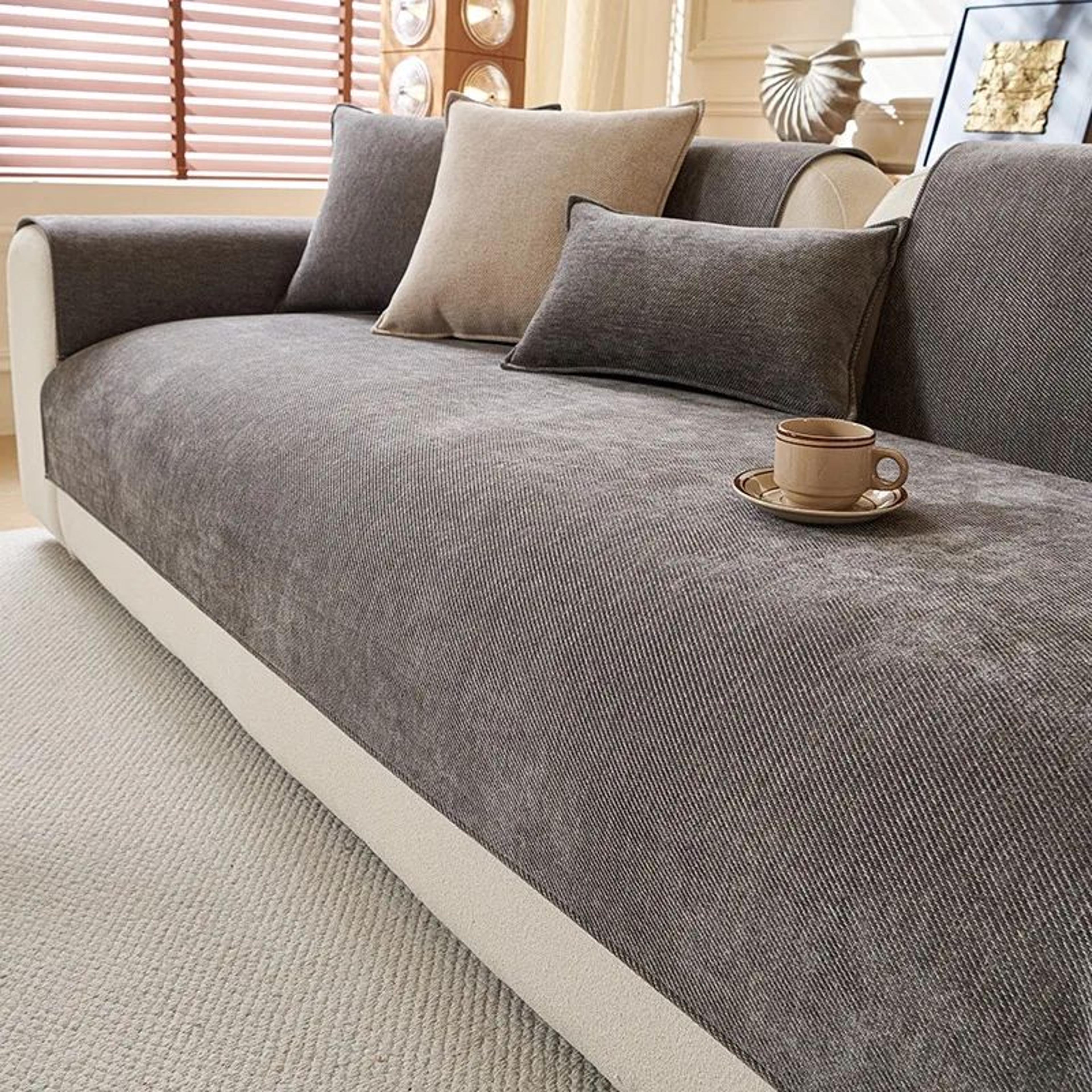 Minimalist Chenille Sofa Cover Anti Slip Couch Protector For Living Room Decor 8