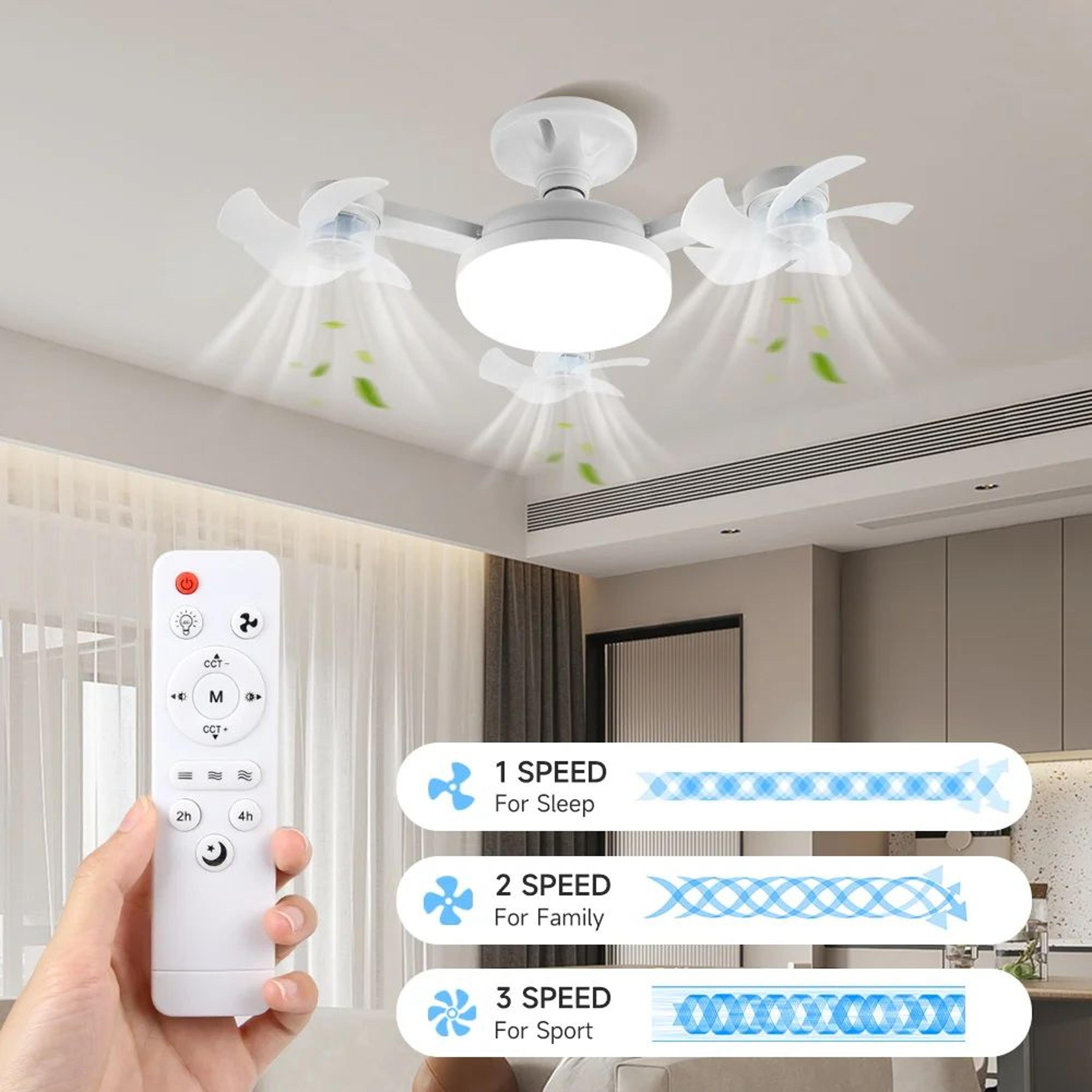 Modern Ceiling Fan With LED Light Remote Control 3 Speed Quiet Cooling Light Fixture 0