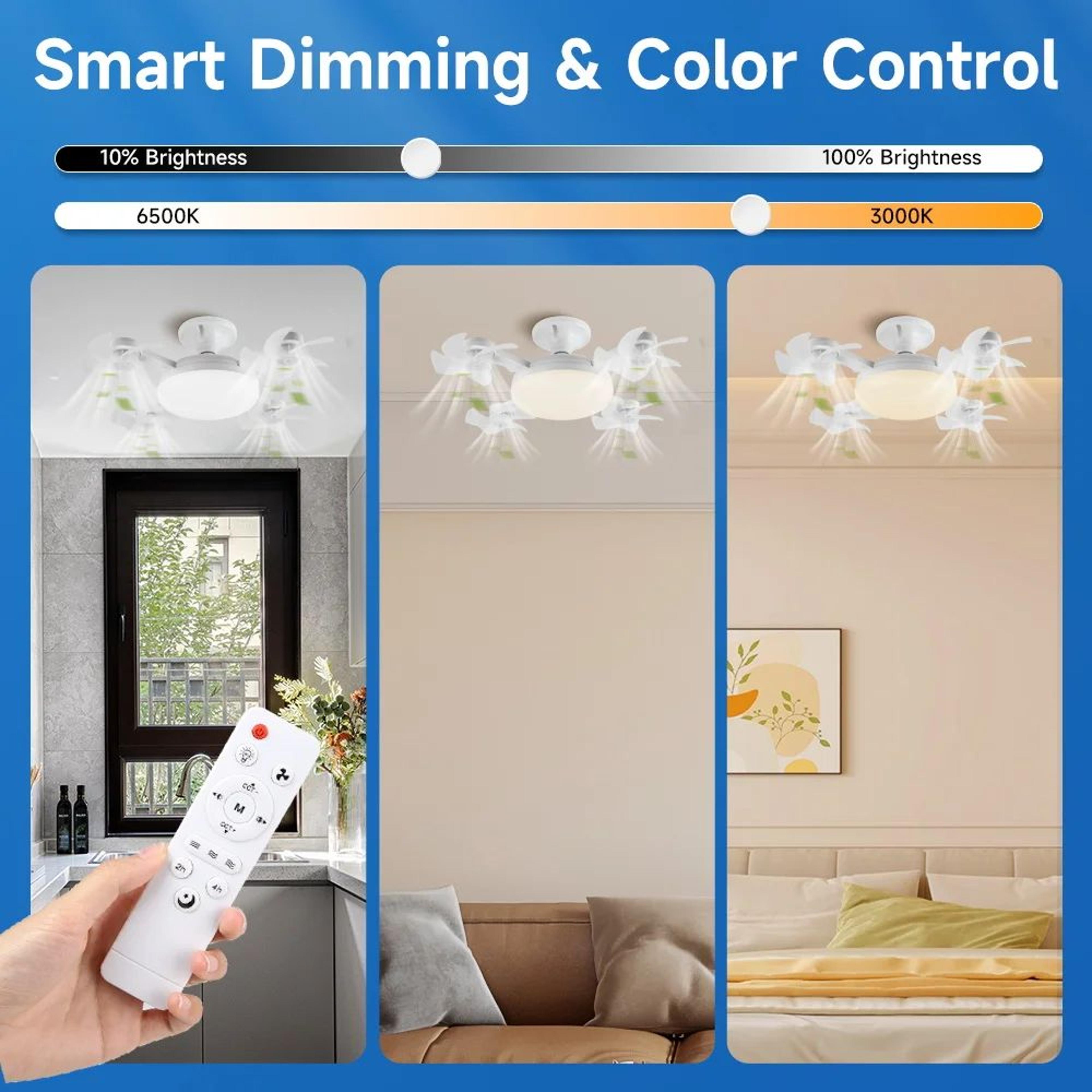 Modern Ceiling Fan With LED Light Remote Control 3 Speed Quiet Cooling Light Fixture 3