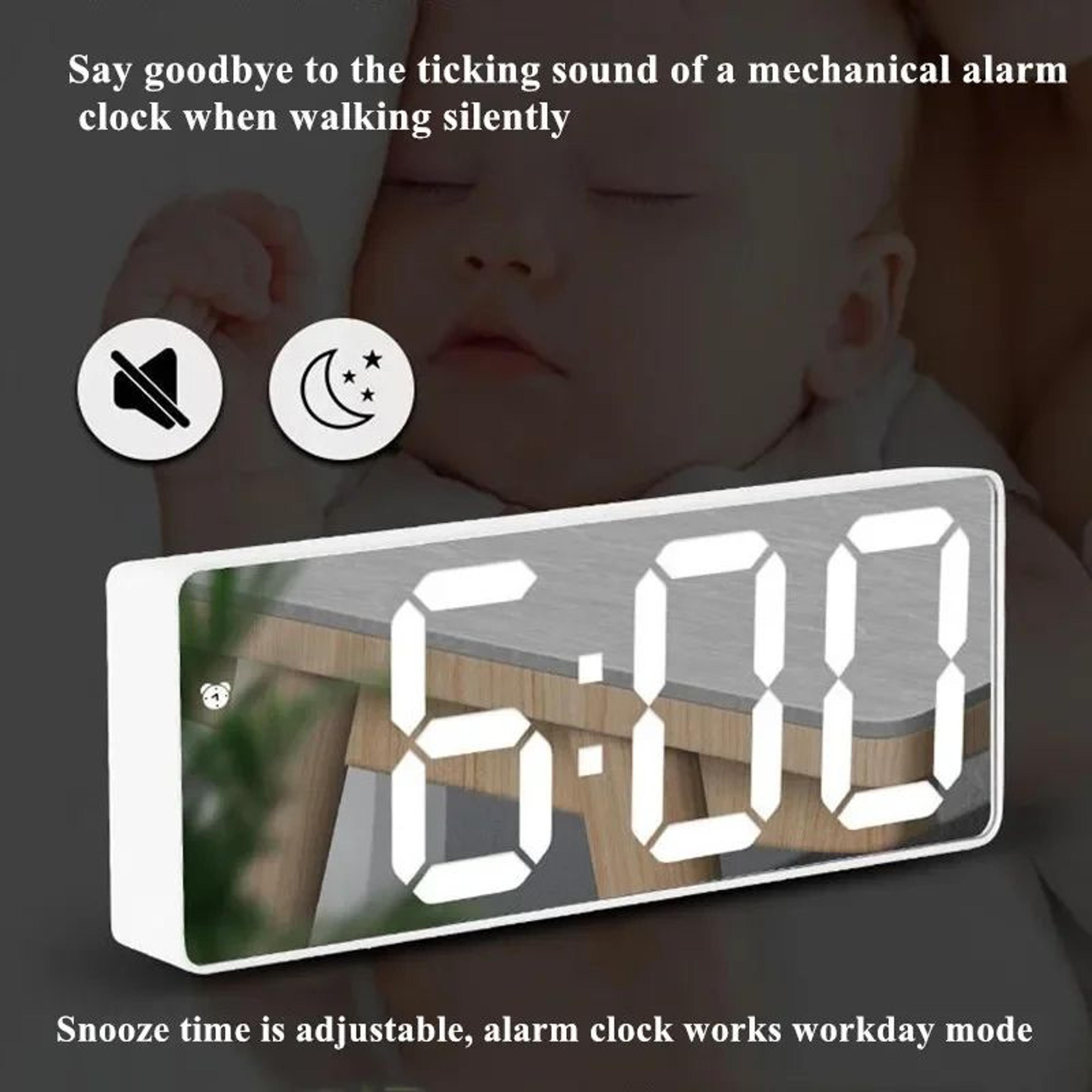 Smart LED Mirror Alarm Clock With Voice Control And Night Mode Display 3