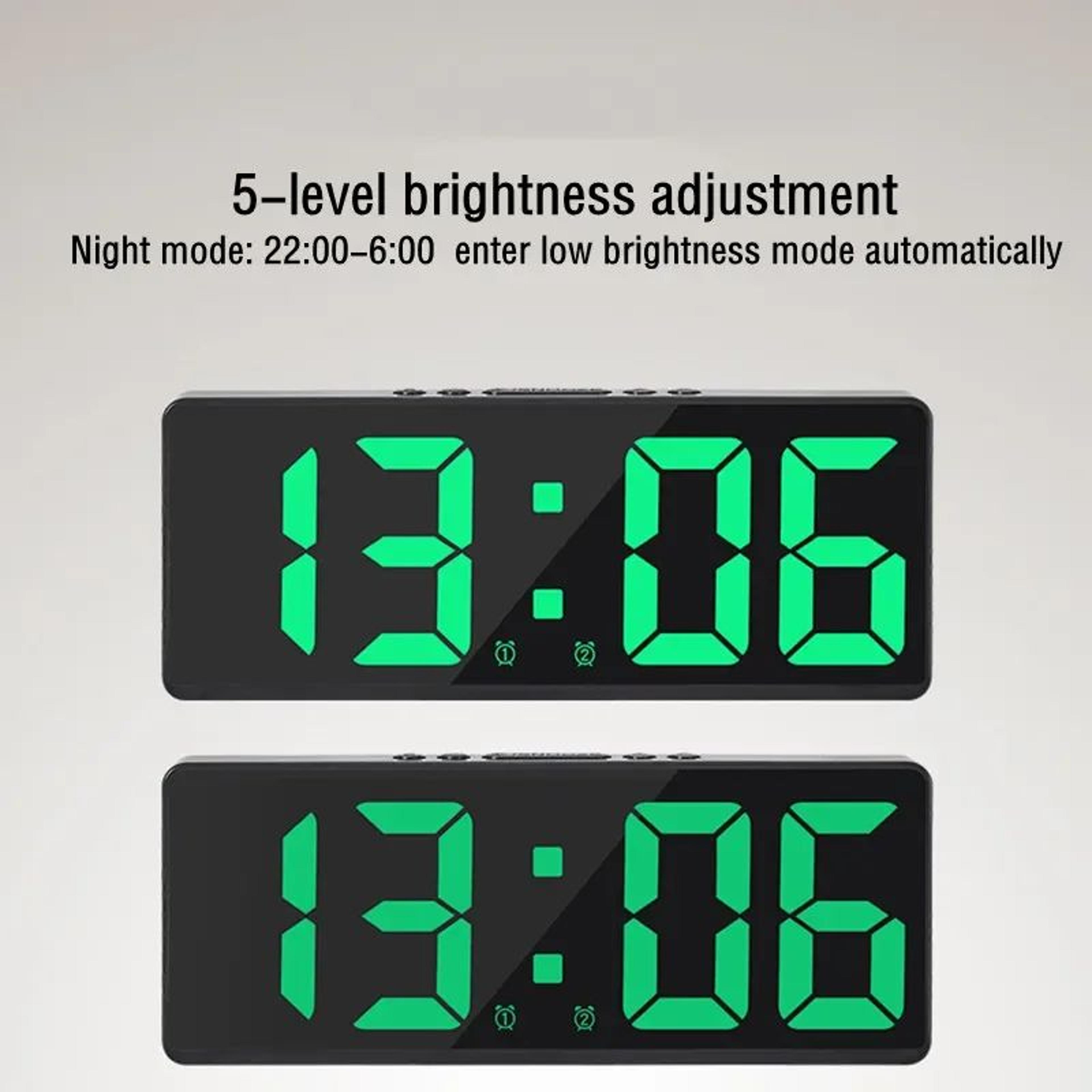 Smart LED Mirror Alarm Clock With Voice Control And Night Mode Display 4