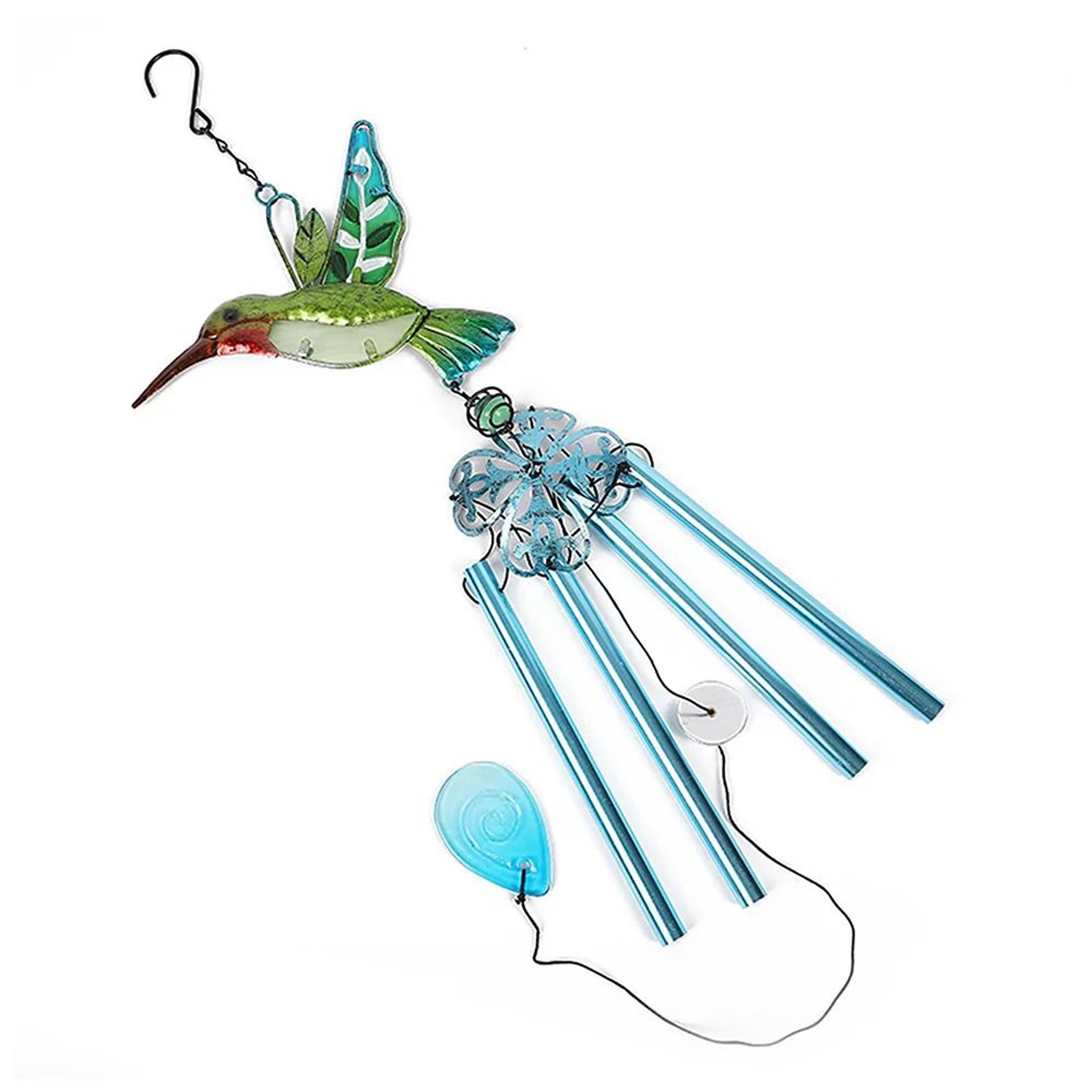 Hummingbird Wind Chime Metal Glass Garden Hanging Decor 11