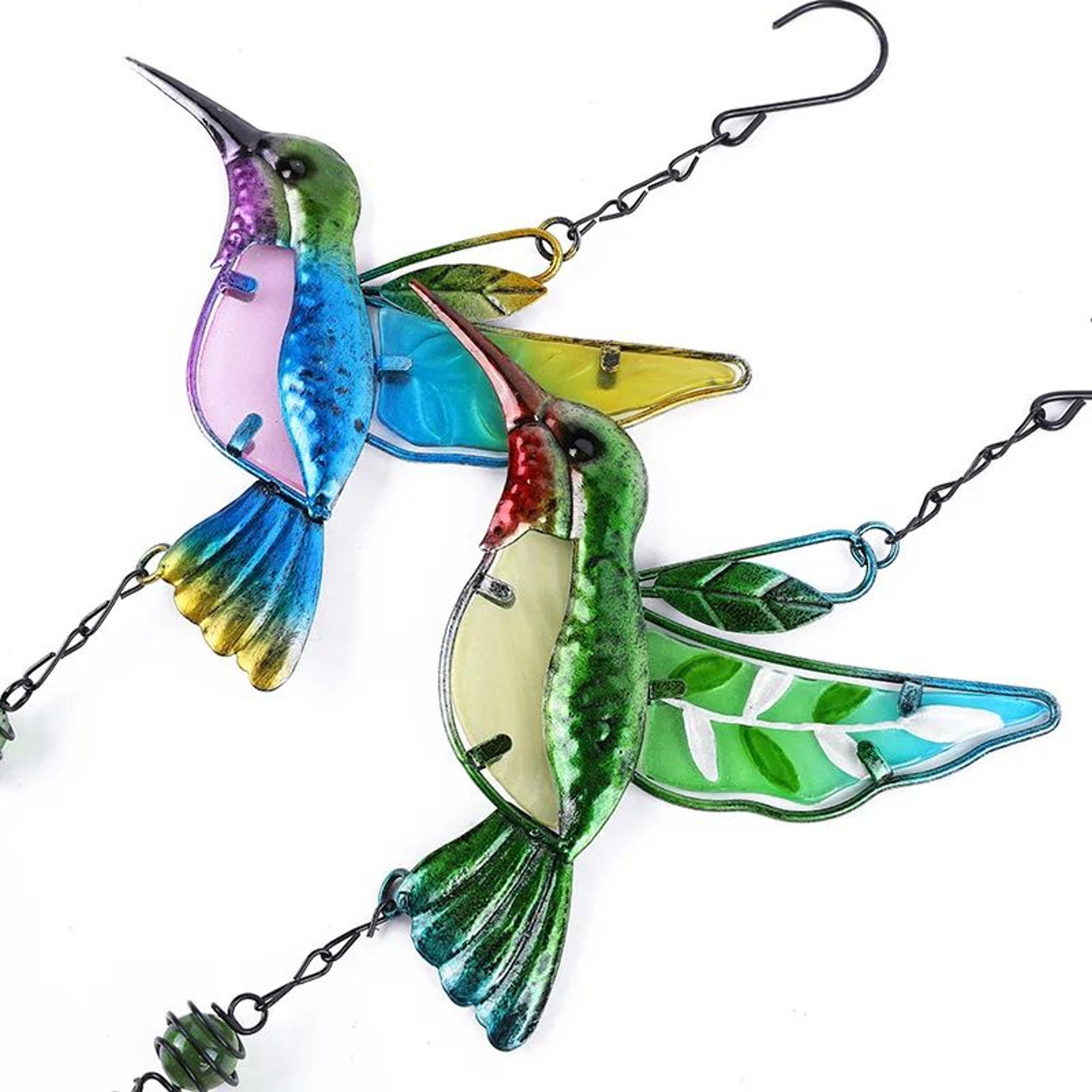 Hummingbird Wind Chime Metal Glass Garden Hanging Decor 1
