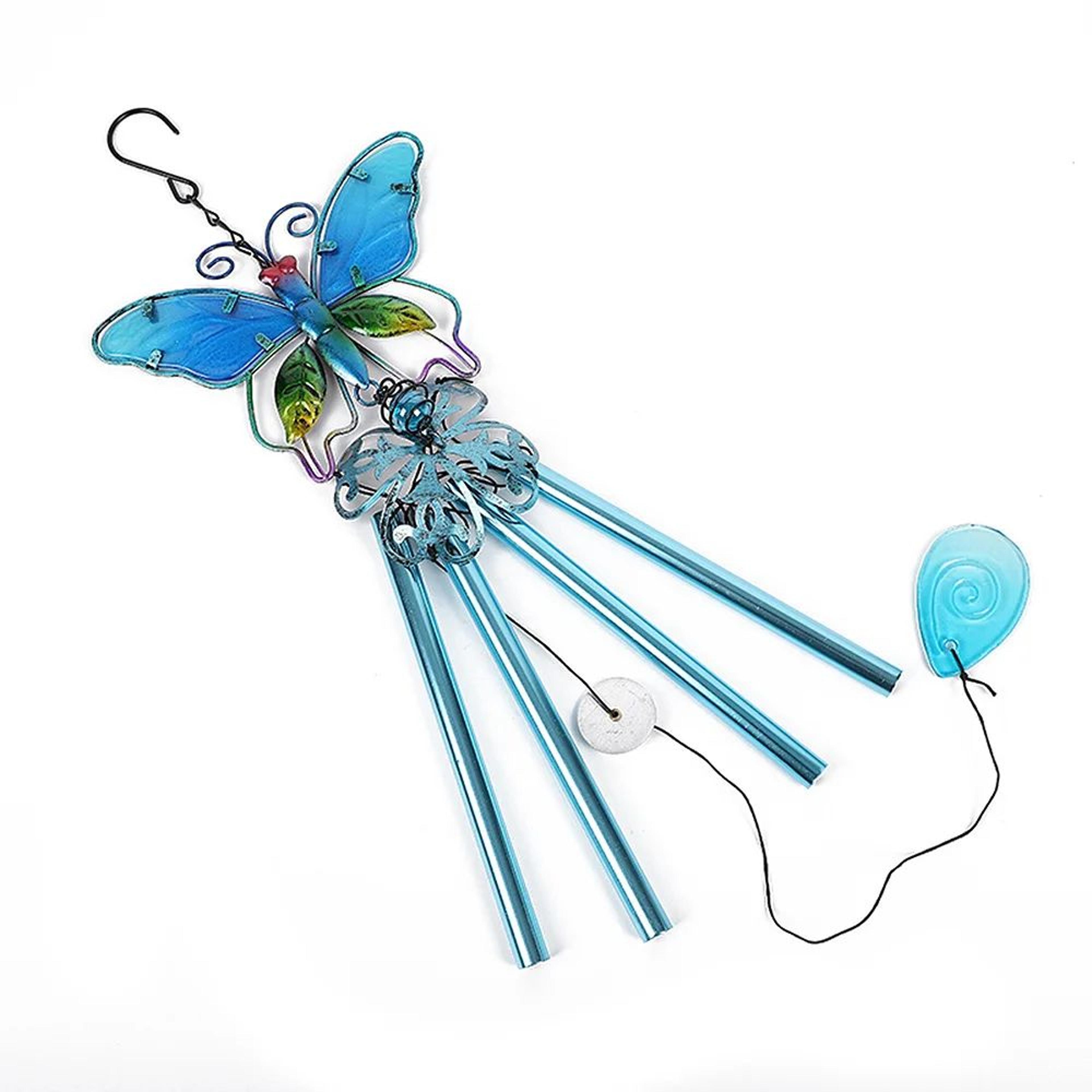 Hummingbird Wind Chime Metal Glass Garden Hanging Decor 17