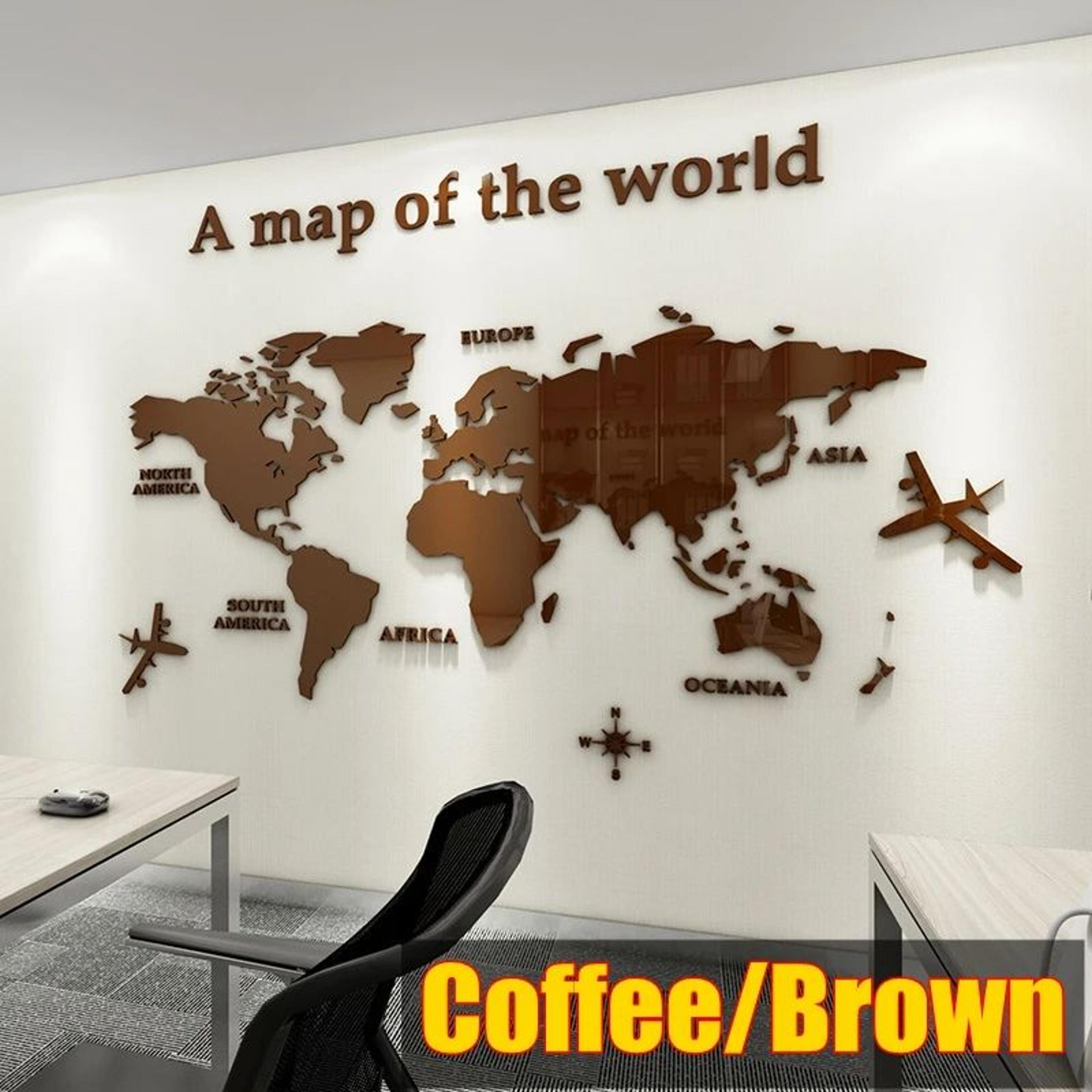 3D Acrylic World Map Wall Sticker Modern Wall Decor 9