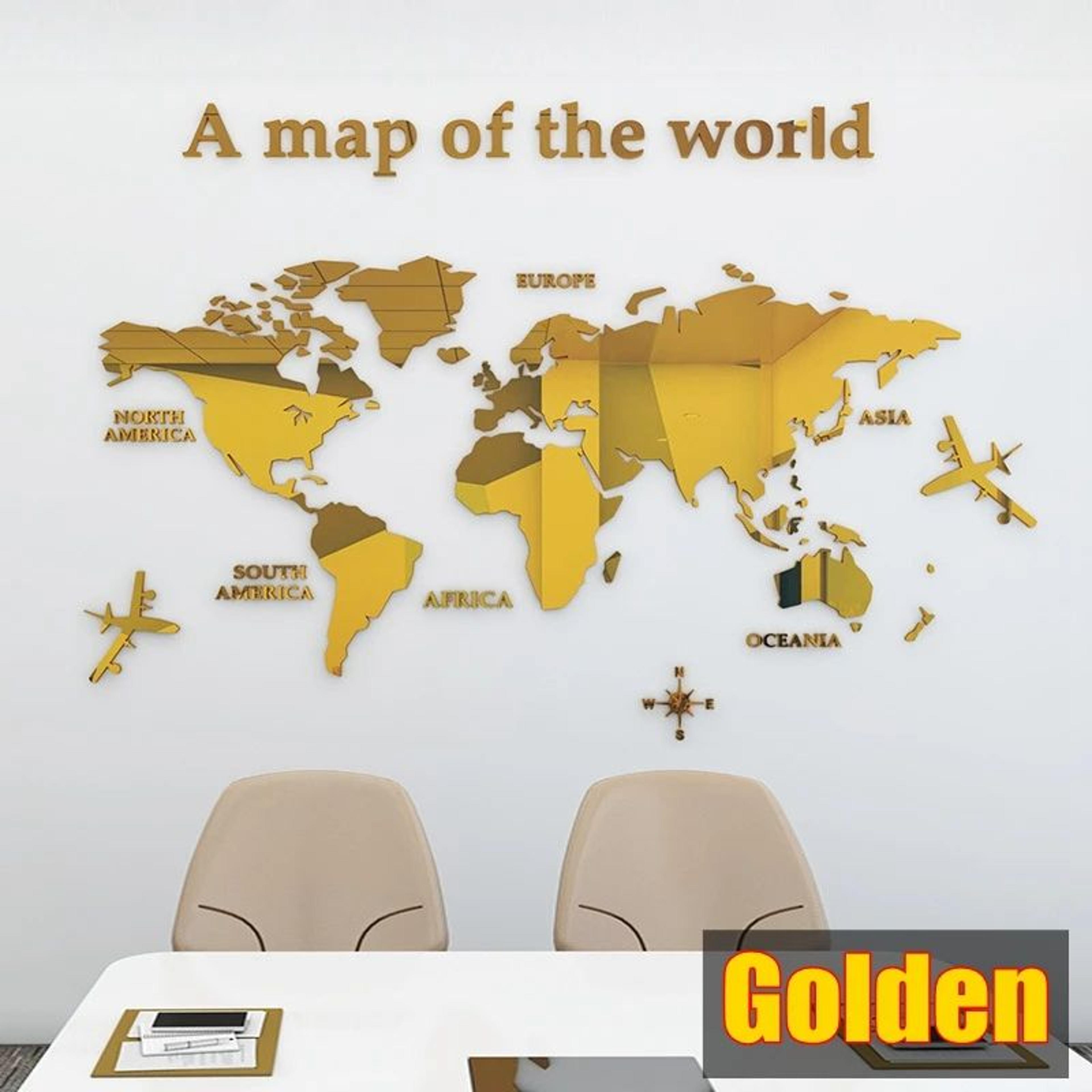 3D Acrylic World Map Wall Sticker Modern Wall Decor 10