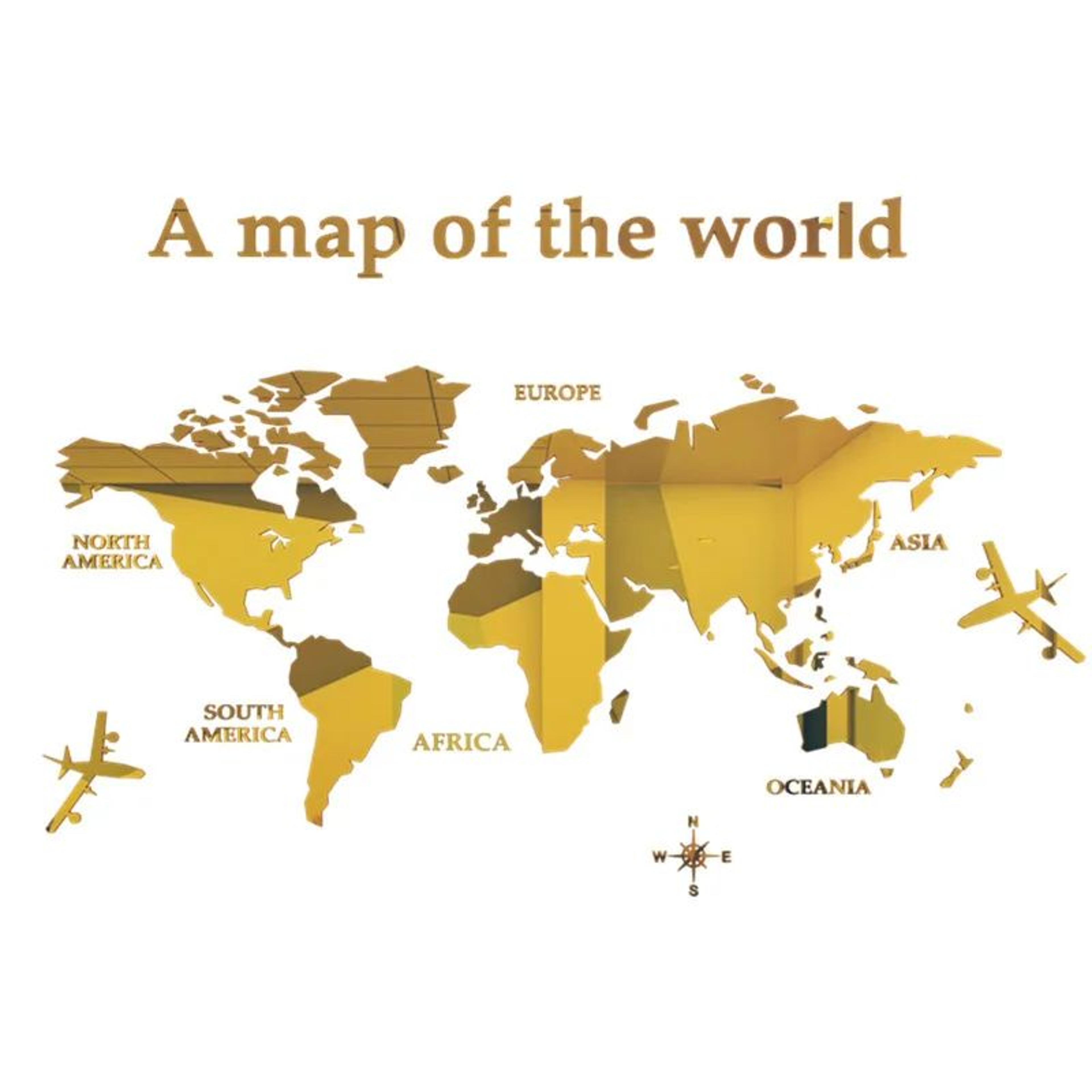 3D Acrylic World Map Wall Sticker Modern Wall Decor 3