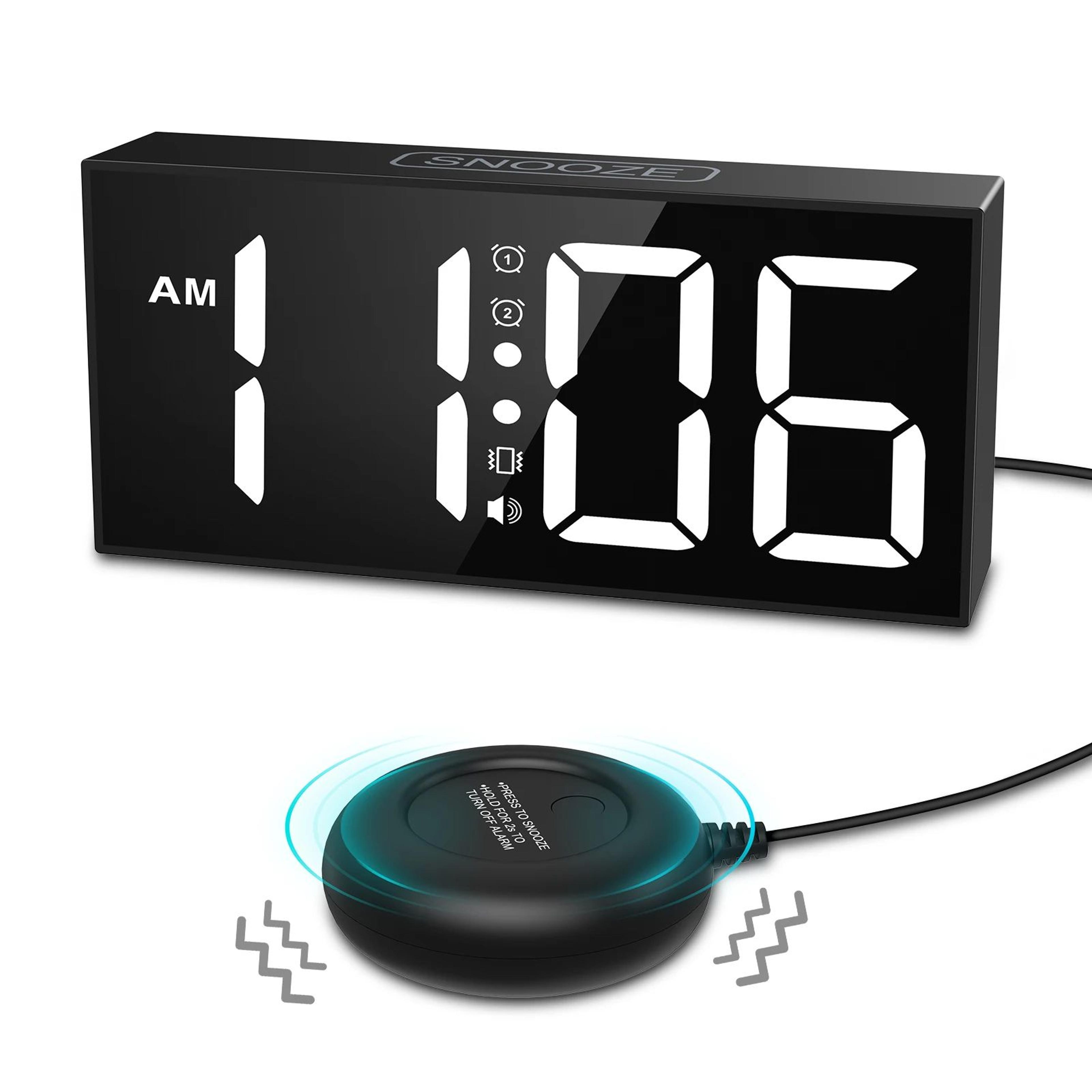 Vibrating Alarm Clock With Bed Shaker Loud LED Digital Clock 6