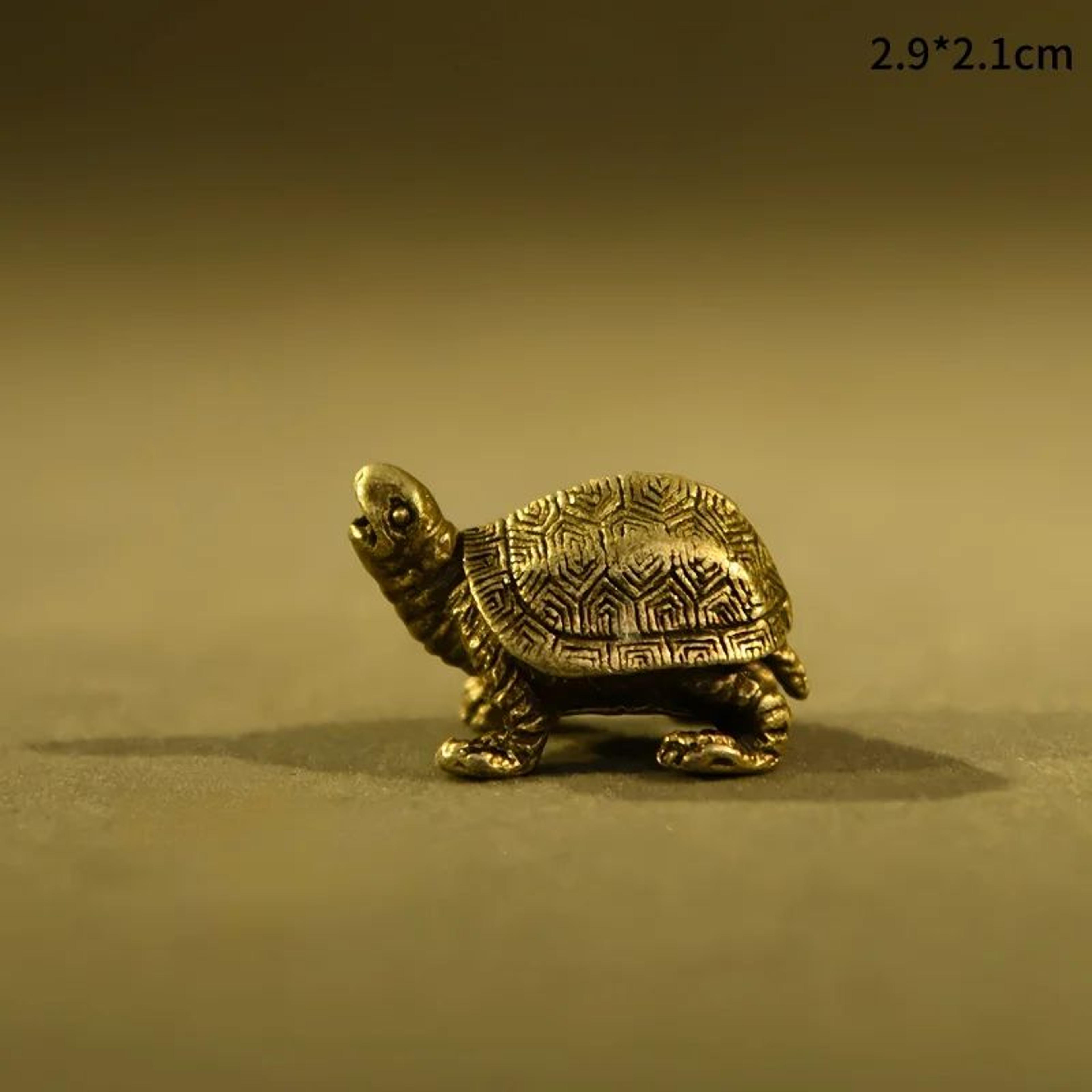 Vintage Brass Turtle Figurine Feng Shui Decor For Desk And Home 7